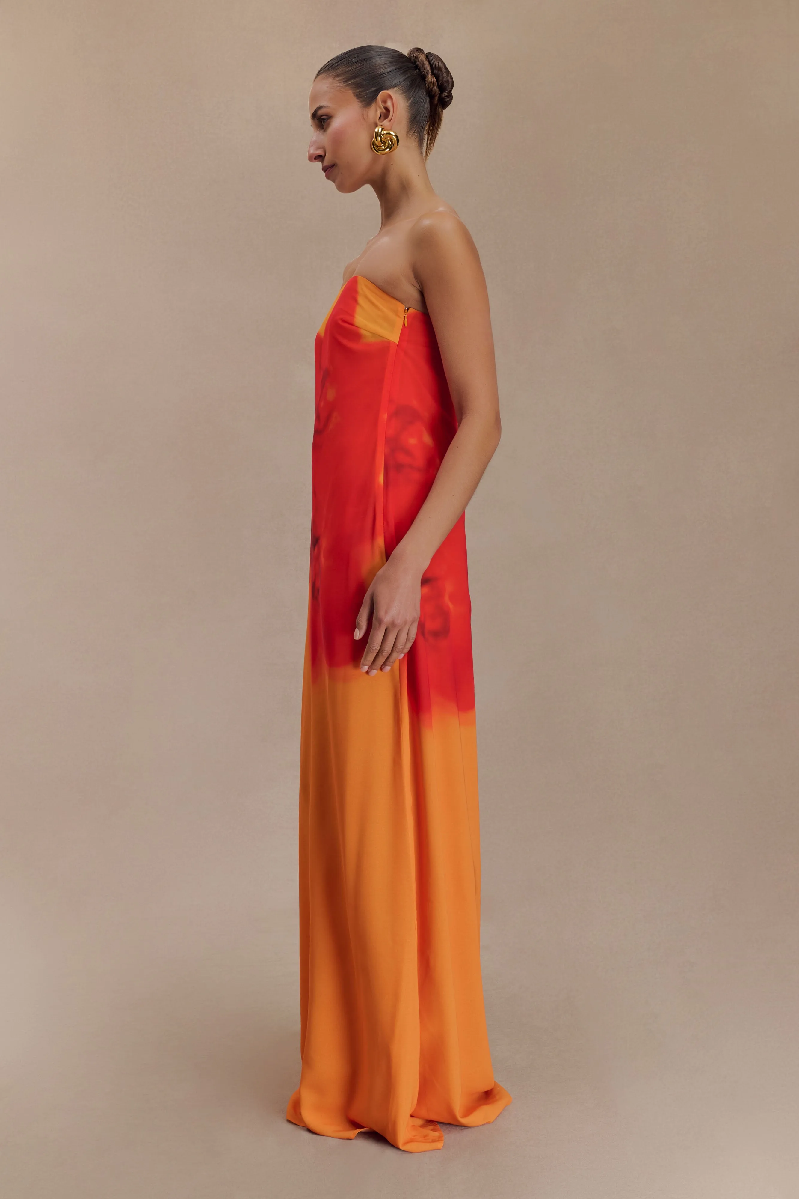 Amaya Strapless Chiffon Maxi Dress - Koi Orchid Print sold by Meshki product image thumbnail 5