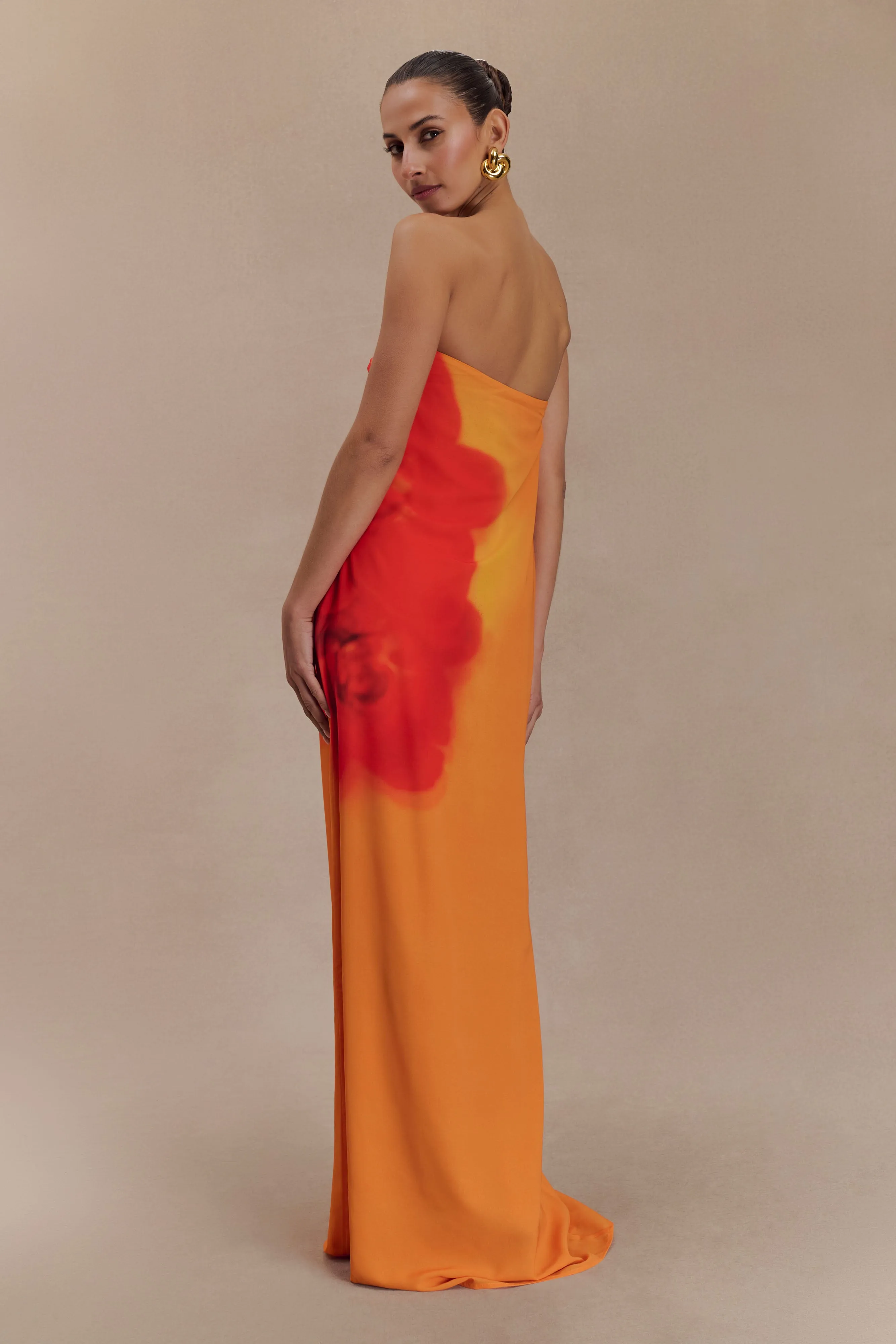 Amaya Strapless Chiffon Maxi Dress - Koi Orchid Print sold by Meshki product image thumbnail 3