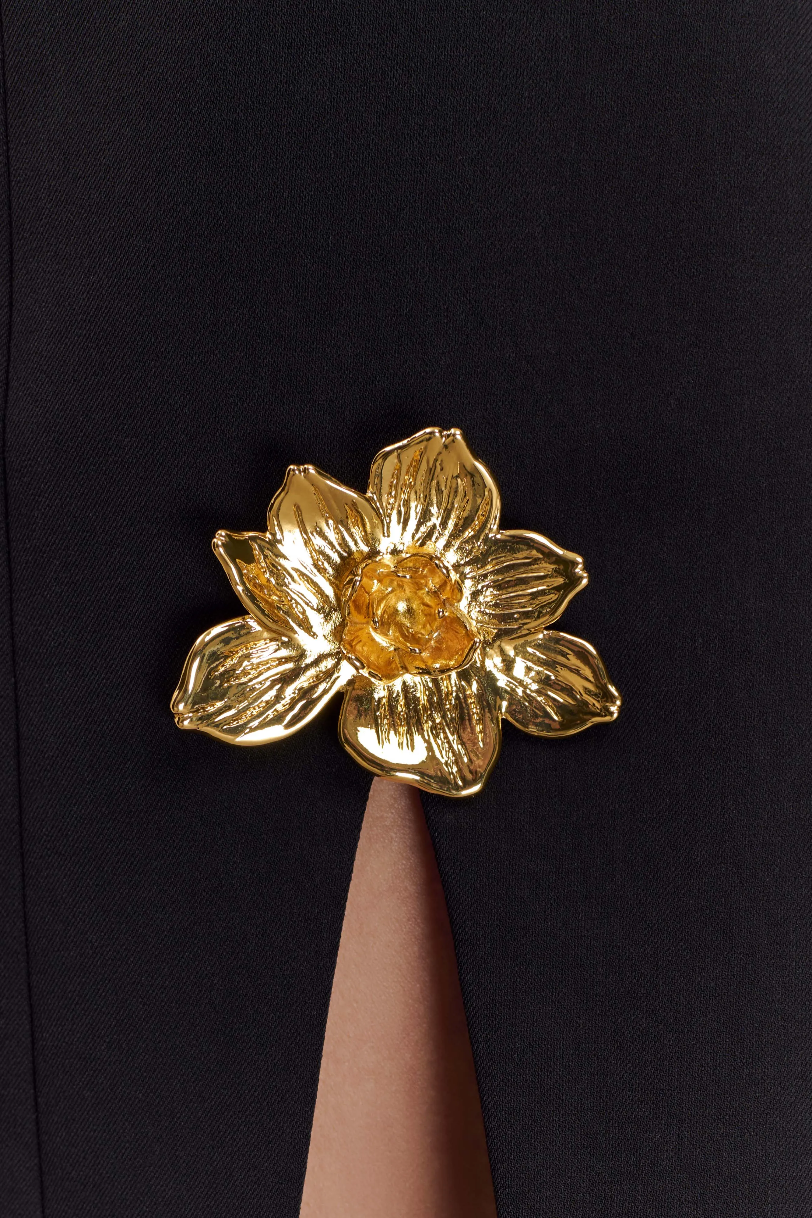 Remi Suiting Mini Dress With Floral Hardware - Black sold by Meshki product image thumbnail 3