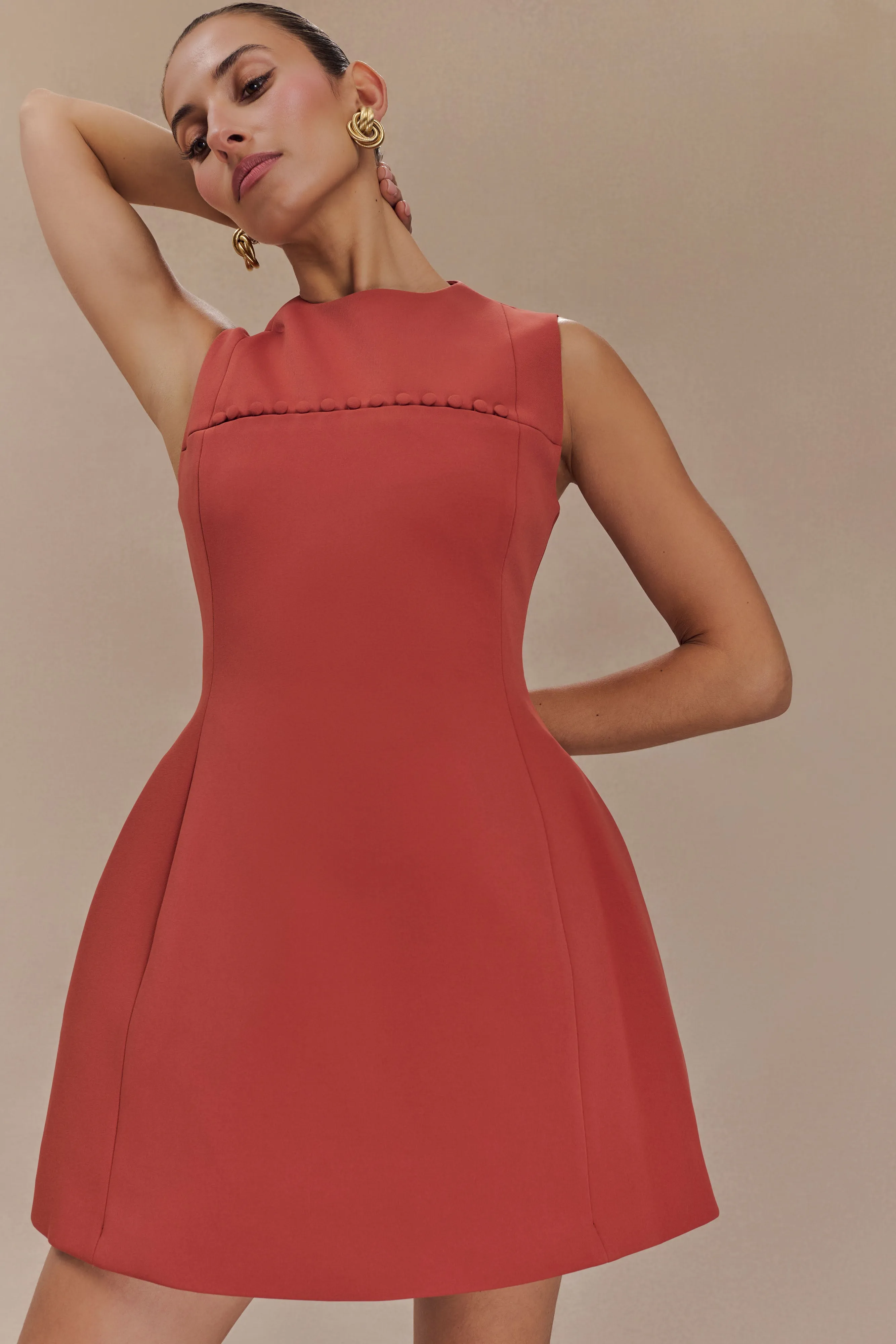 Winona Suiting Mini Dress With Cut Out - Chilli sold by Meshki product image thumbnail 4