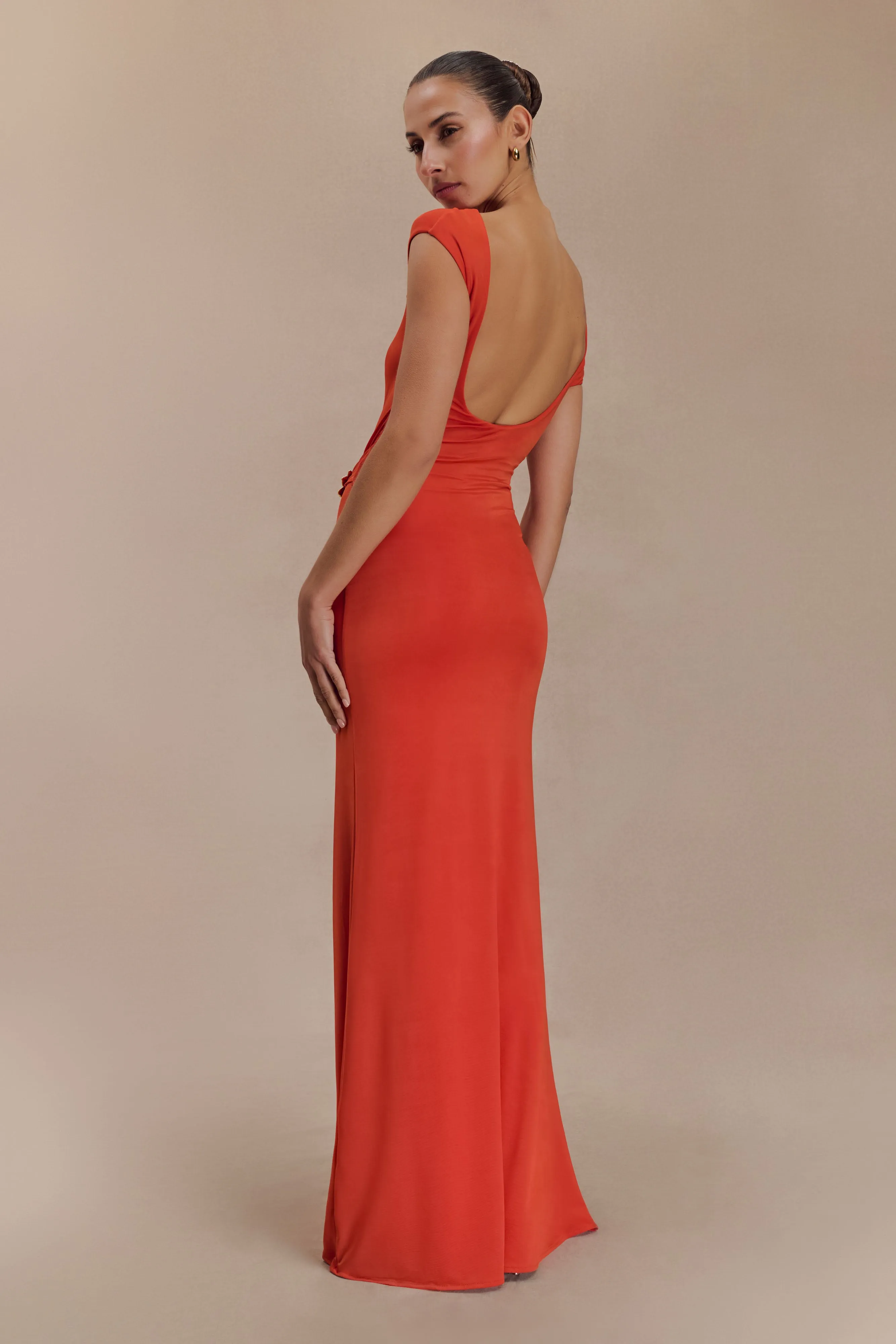 Kaida Slinky Maxi Dress With Hardware - Burnt Orange sold by Meshki product image thumbnail 3