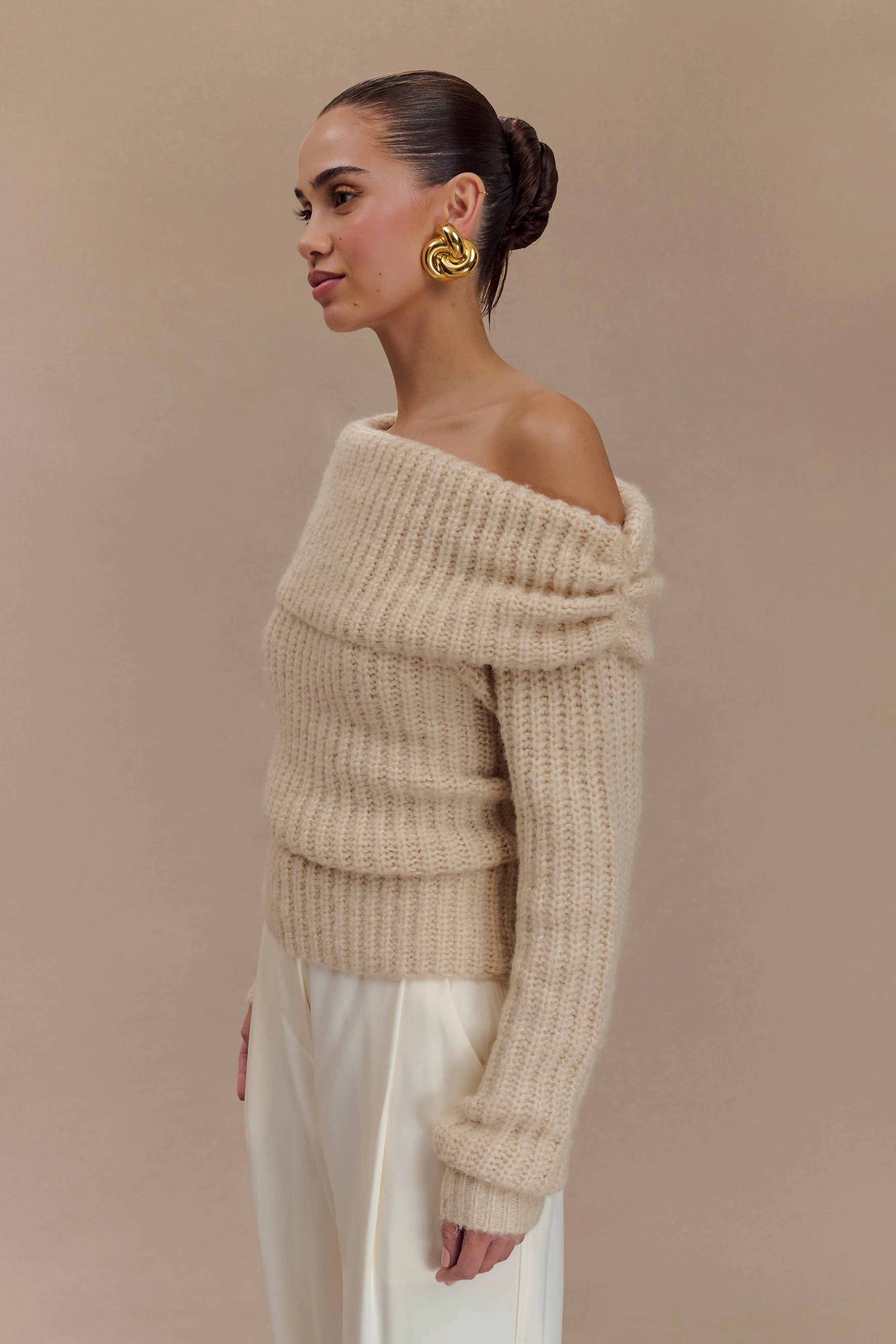 Alicia Off Shoulder Knit Top - Cream sold by Meshki product image thumbnail 4