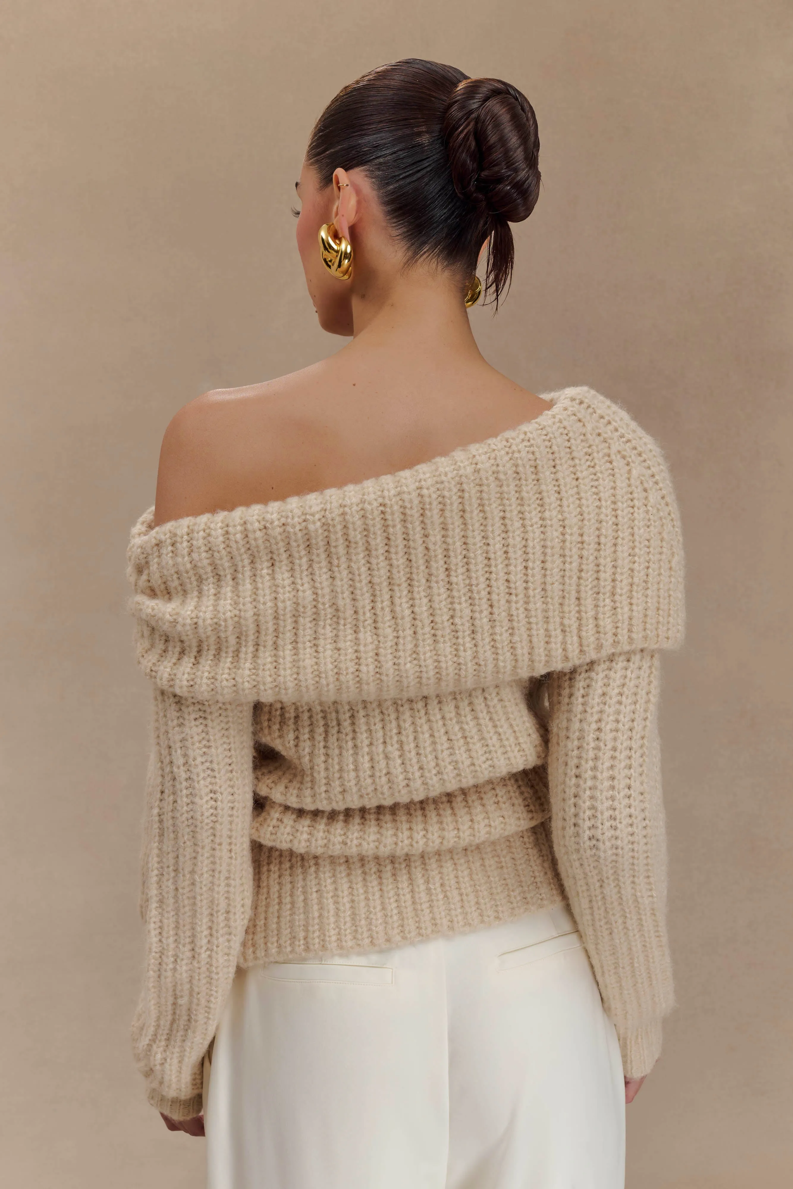 Alicia Off Shoulder Knit Top - Cream sold by Meshki product image thumbnail 2