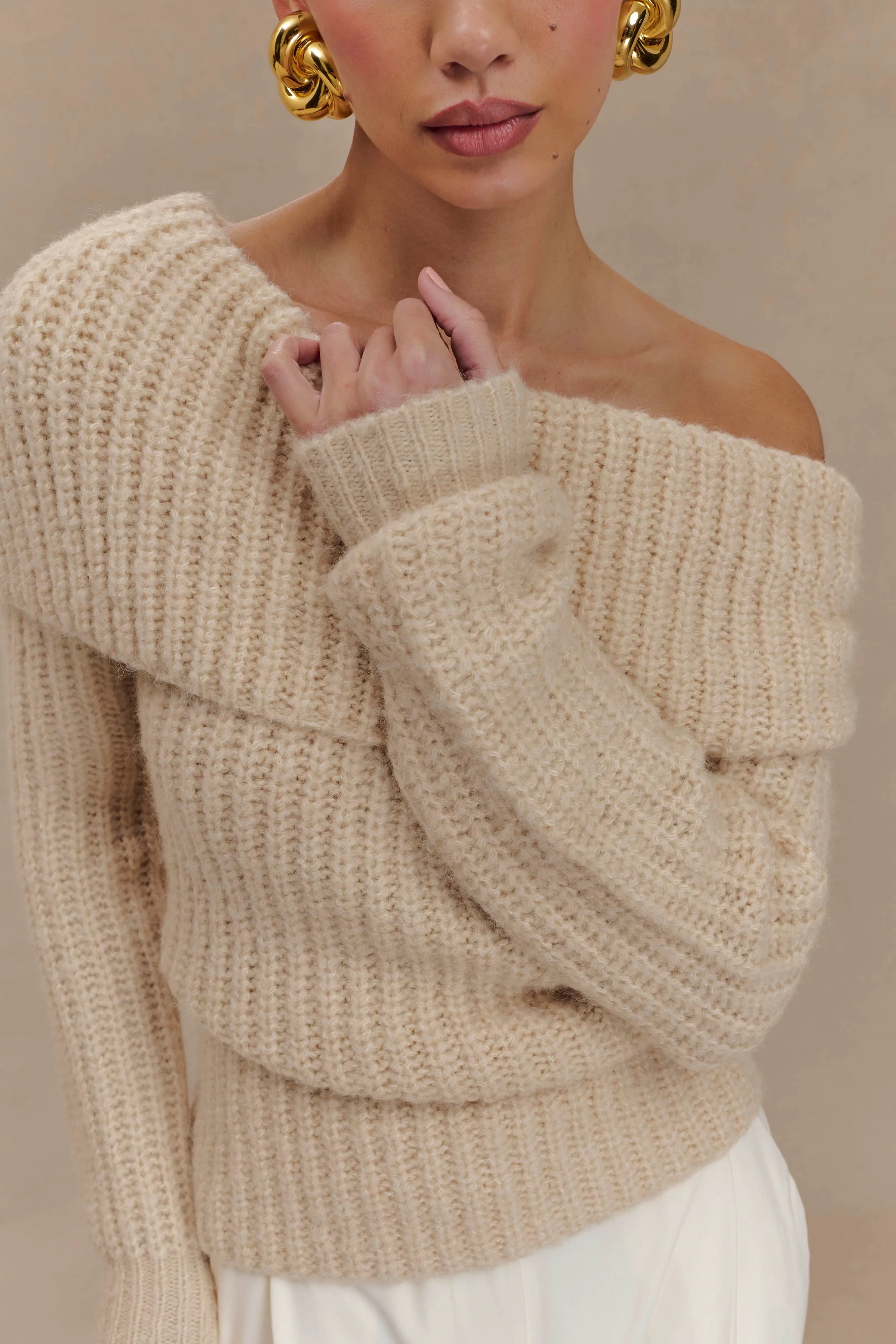 Alicia Off Shoulder Knit Top - Cream sold by Meshki product image thumbnail 3