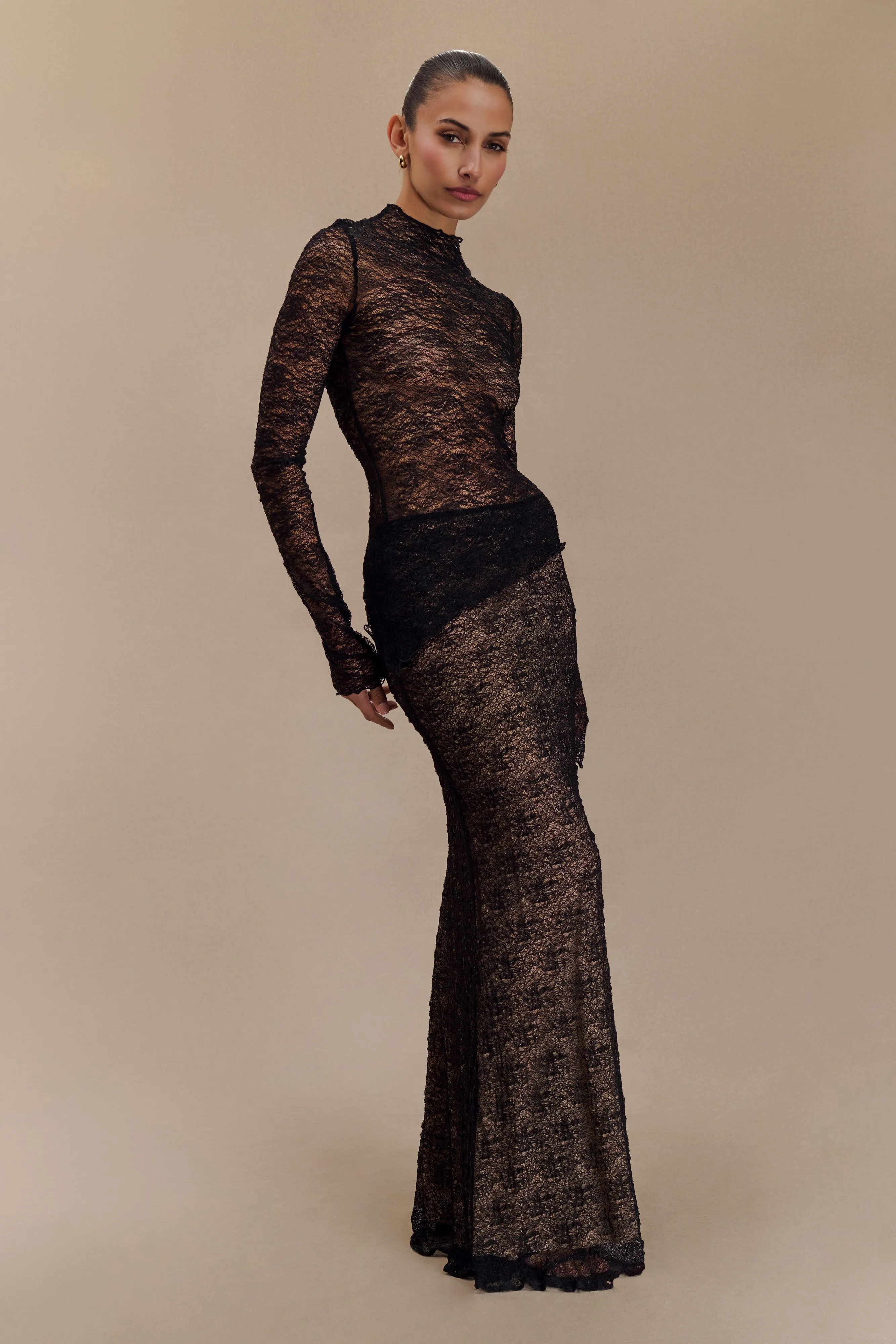 Robyn Sheer Lace Maxi Skirt - Black sold by Meshki product image thumbnail 3