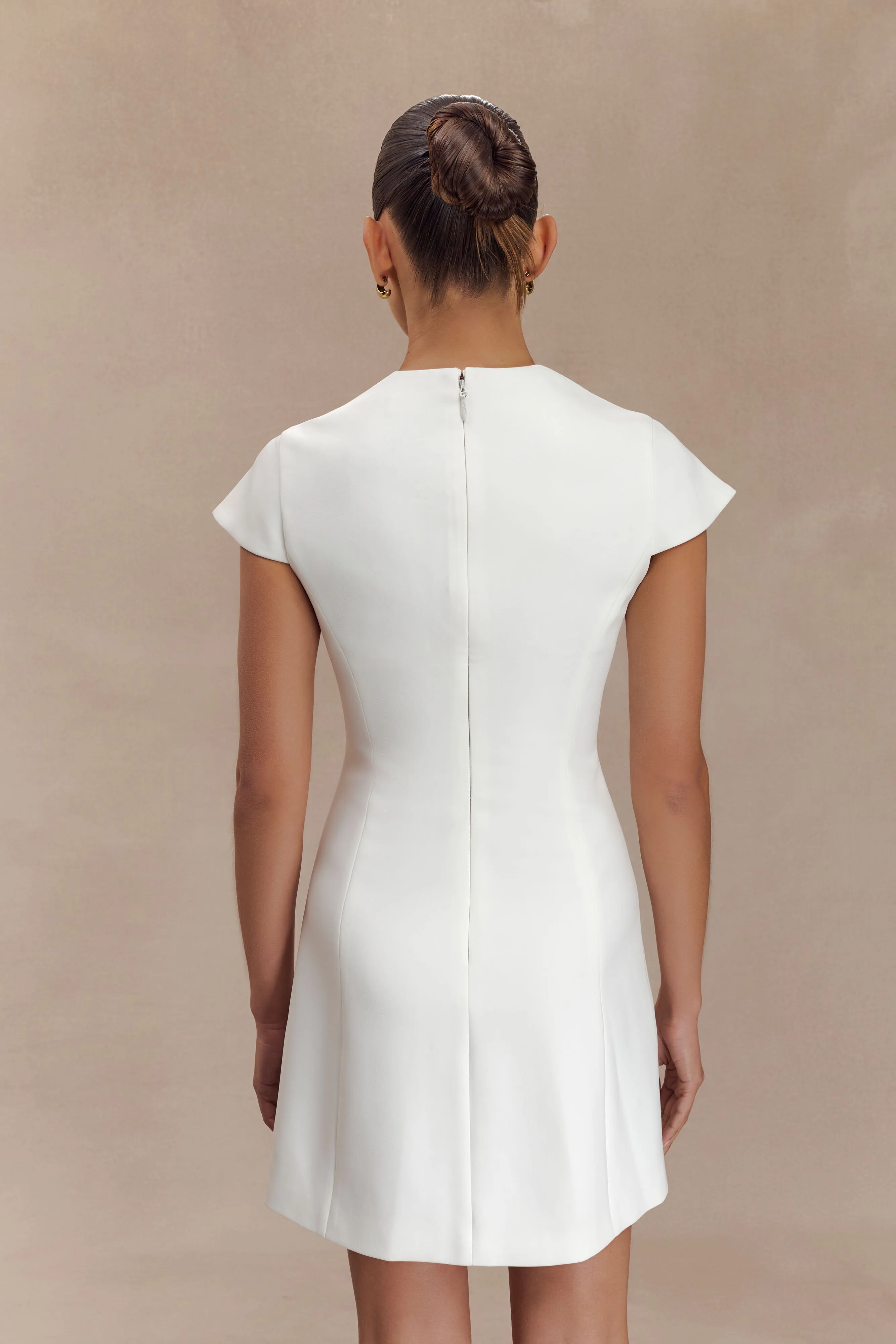 Remi Suiting Mini Dress With Floral Hardware - White sold by Meshki product image thumbnail 2