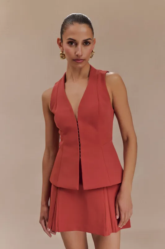 Melinda Structured Vest Top - Chilli sold by Meshki