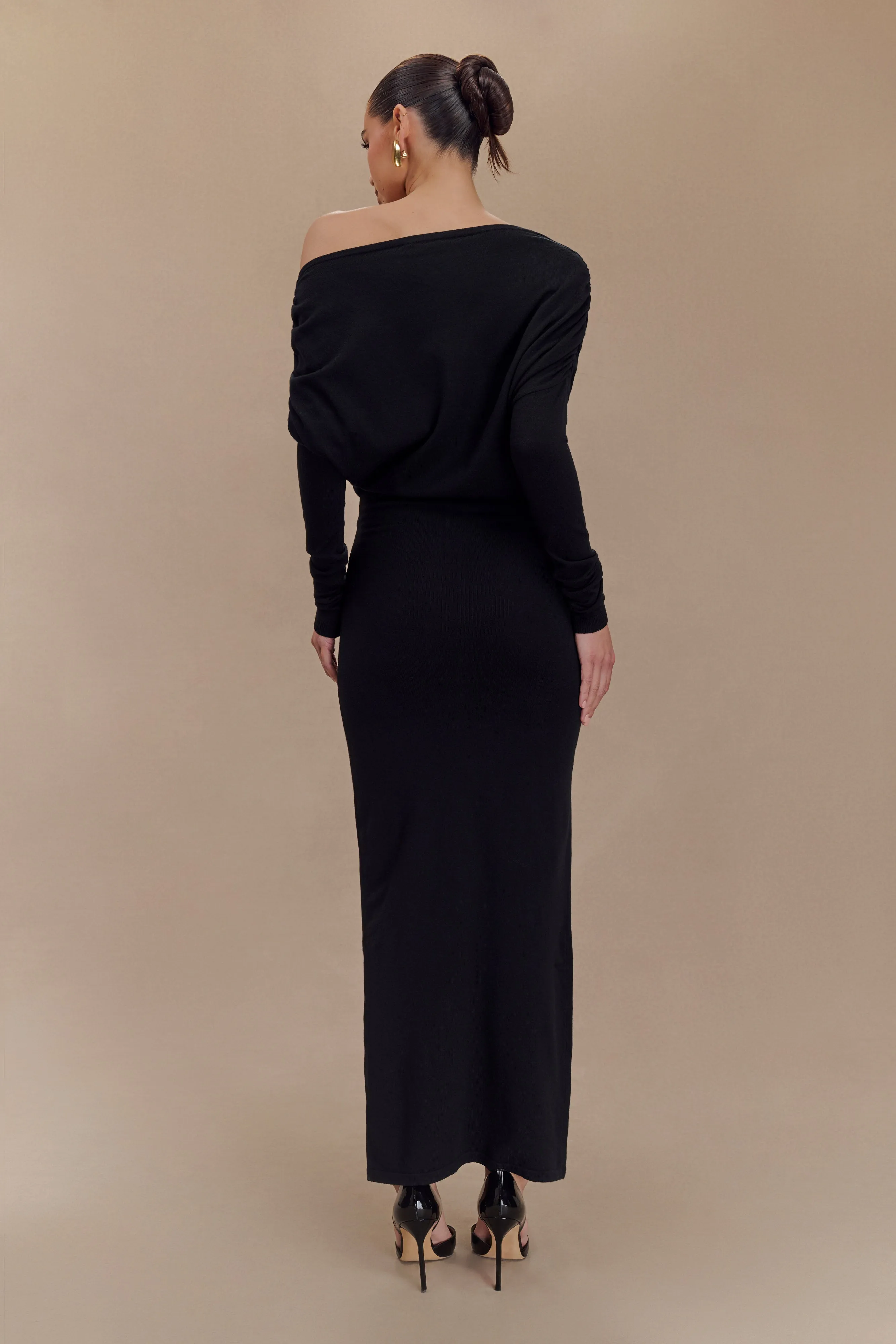 Jessie Cowl Neck Knit Midi Dress - Black sold by Meshki product image thumbnail 2