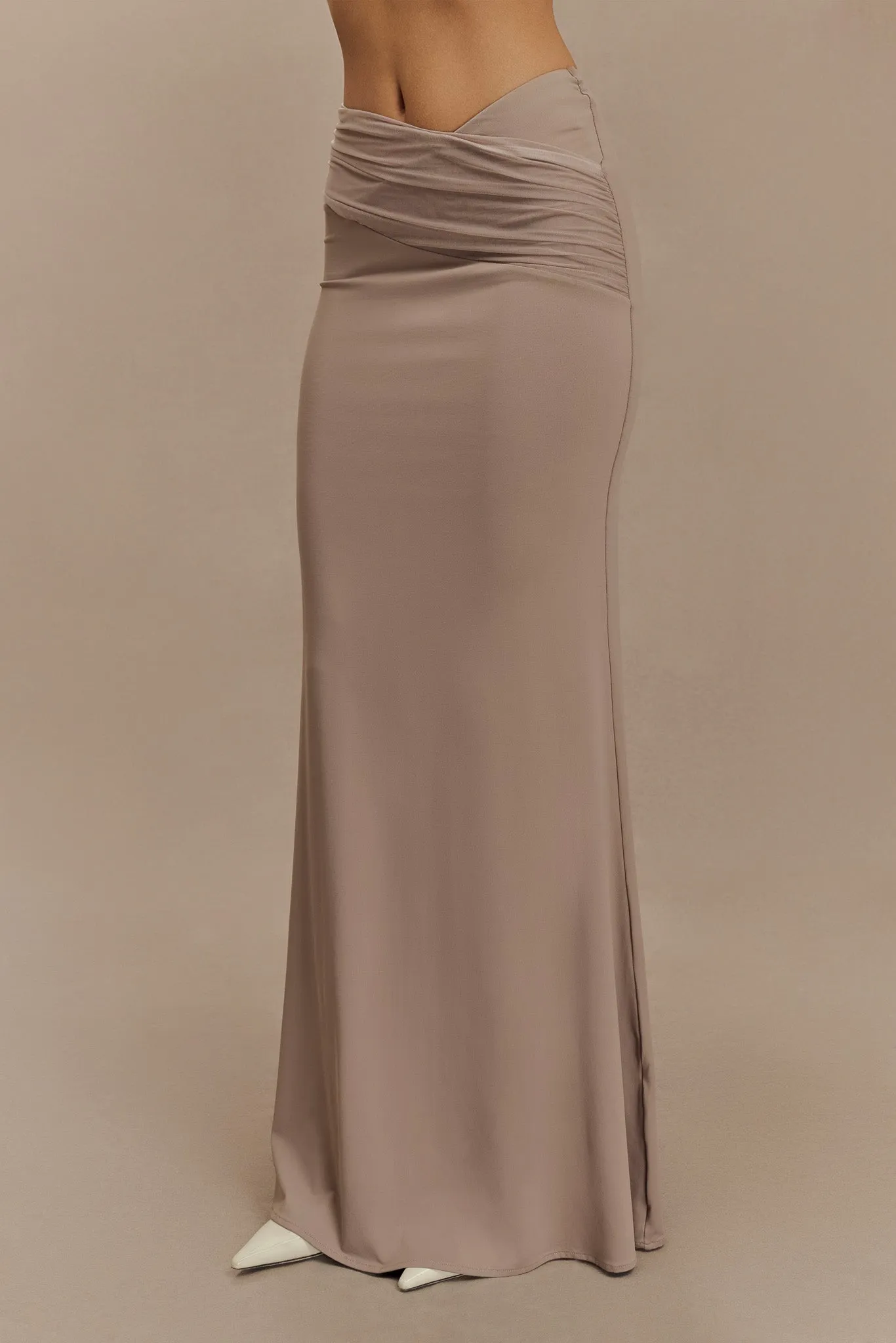 Jules Recycled Nylon And Mesh Maxi Skirt - Taupe sold by Meshki product image thumbnail 4