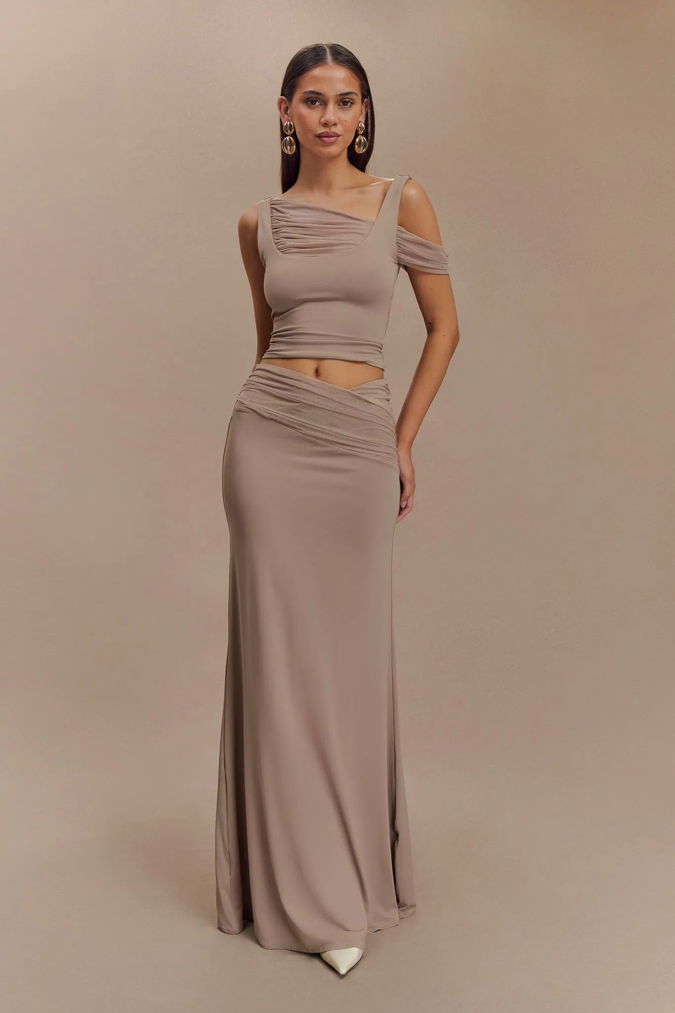 Jules Recycled Nylon And Mesh Sleeveless Top - Taupe sold by Meshki product image thumbnail 4