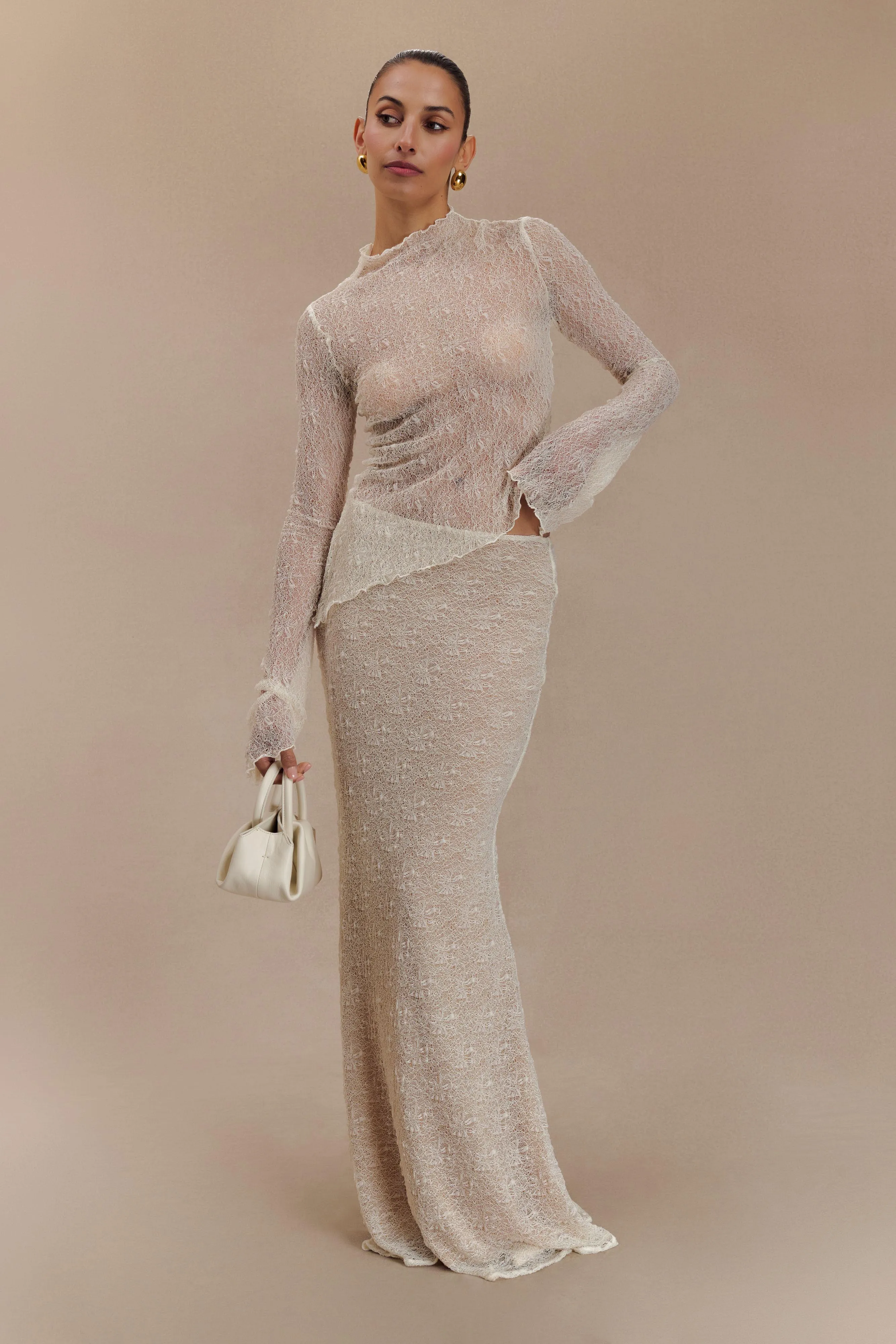 Robyn Sheer Lace Maxi Skirt - Ivory sold by Meshki product image thumbnail 4