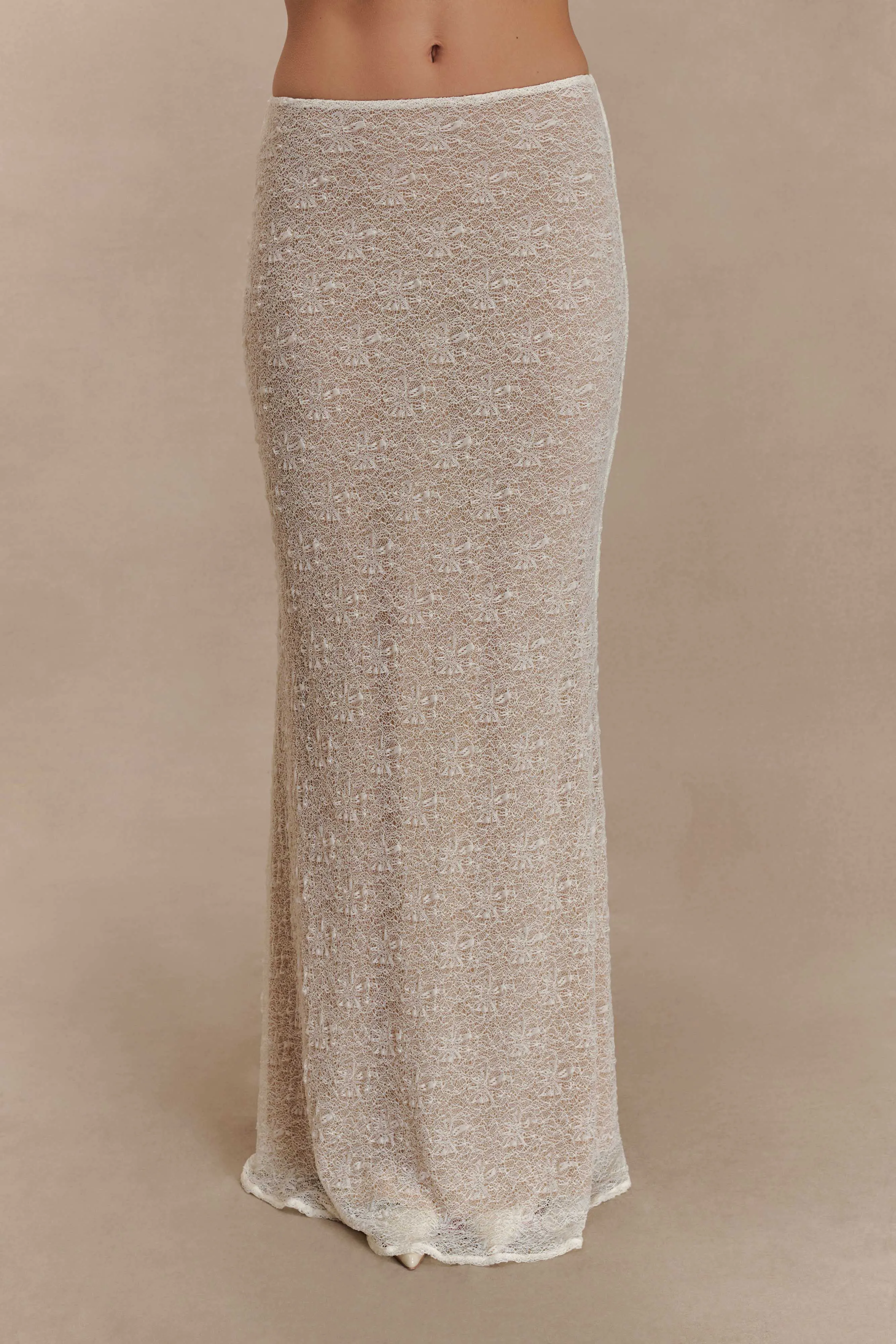 Robyn Sheer Lace Maxi Skirt - Ivory sold by Meshki product image thumbnail 5