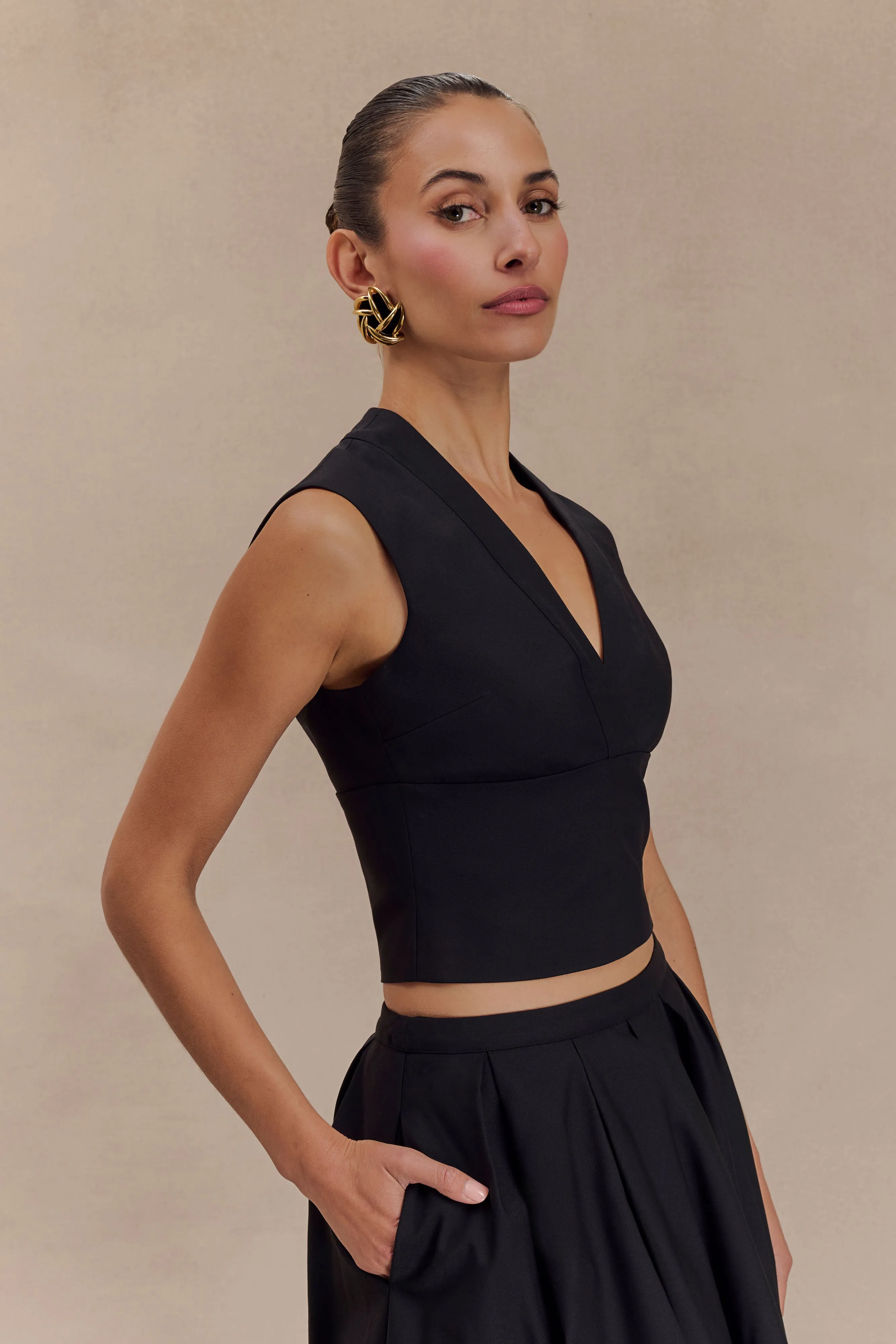Jemima Sleeveless Cross Over Top - Black sold by Meshki product image thumbnail 4
