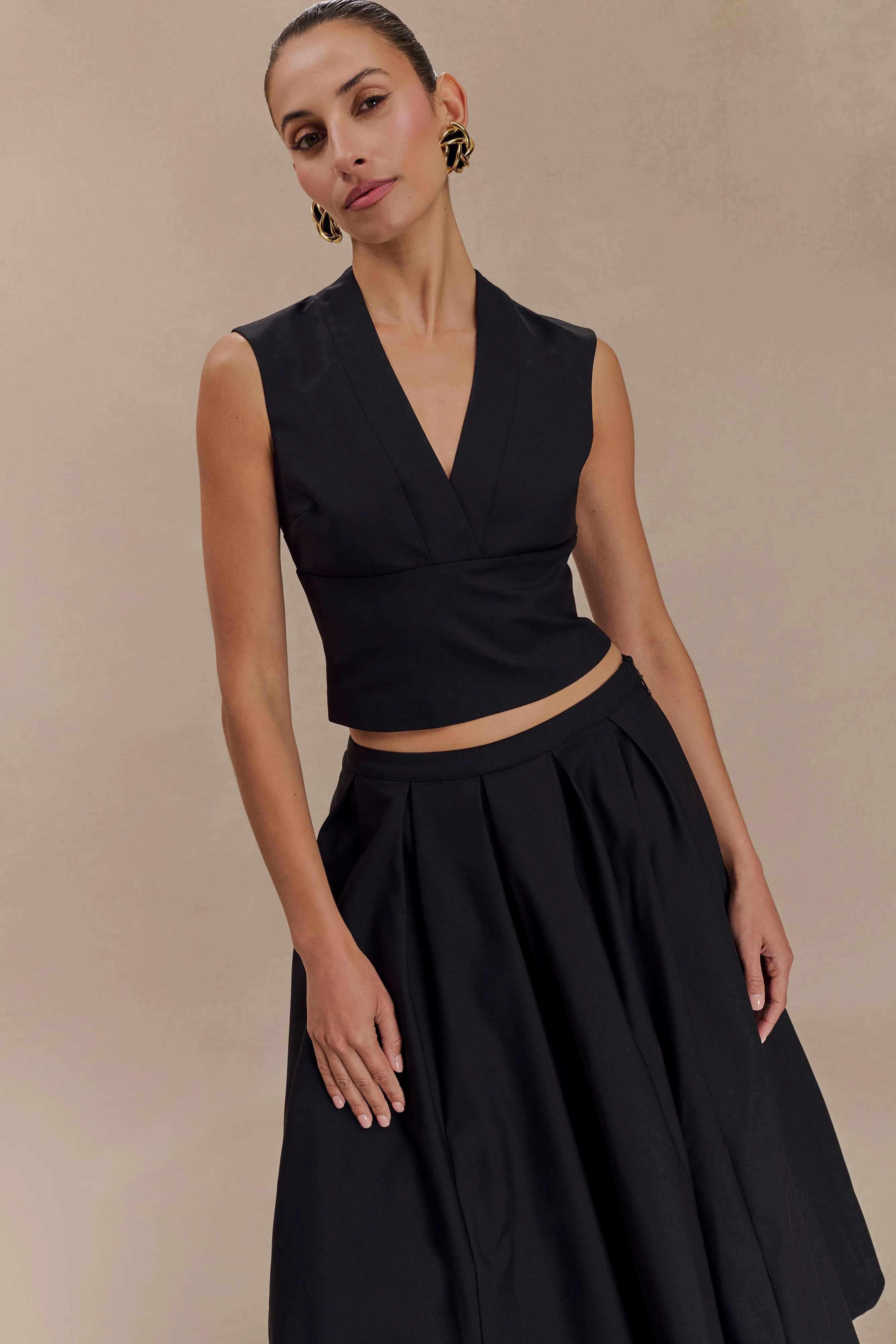 Jemima Sleeveless Cross Over Top - Black sold by Meshki product image thumbnail 5