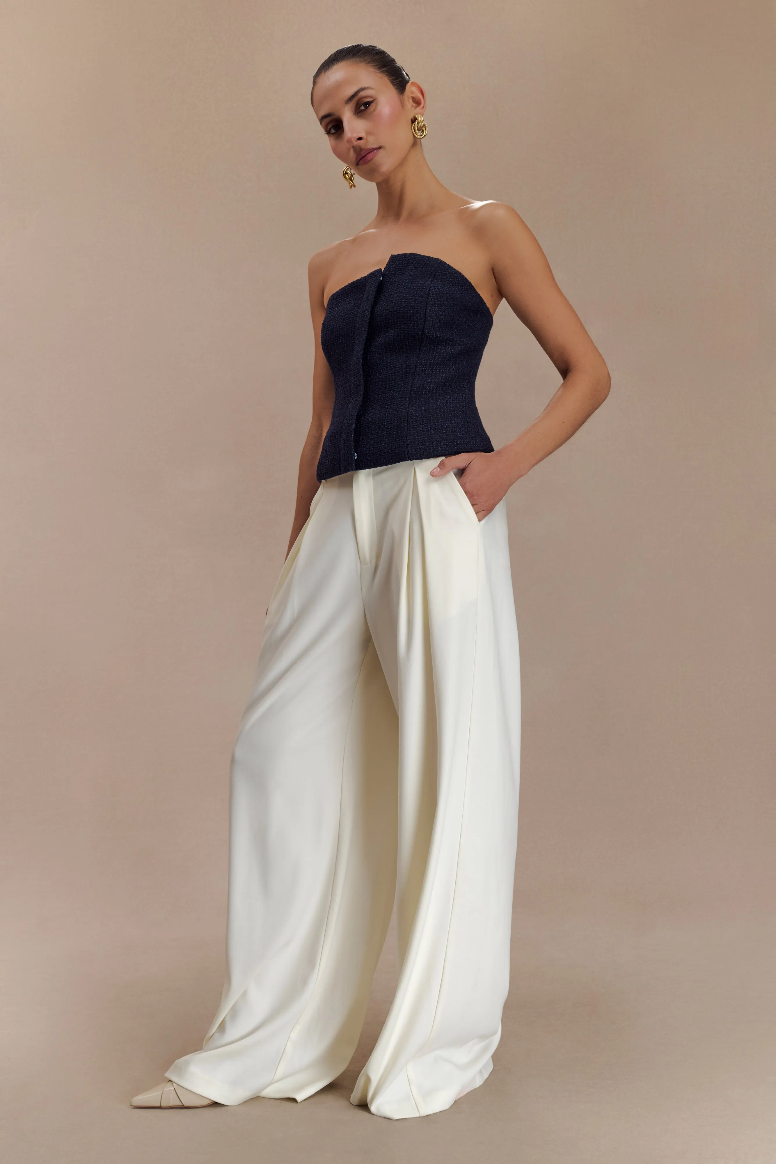 Parker Boucle Strapless Asymmetric Top - Midnight Blue sold by Meshki product image thumbnail 3