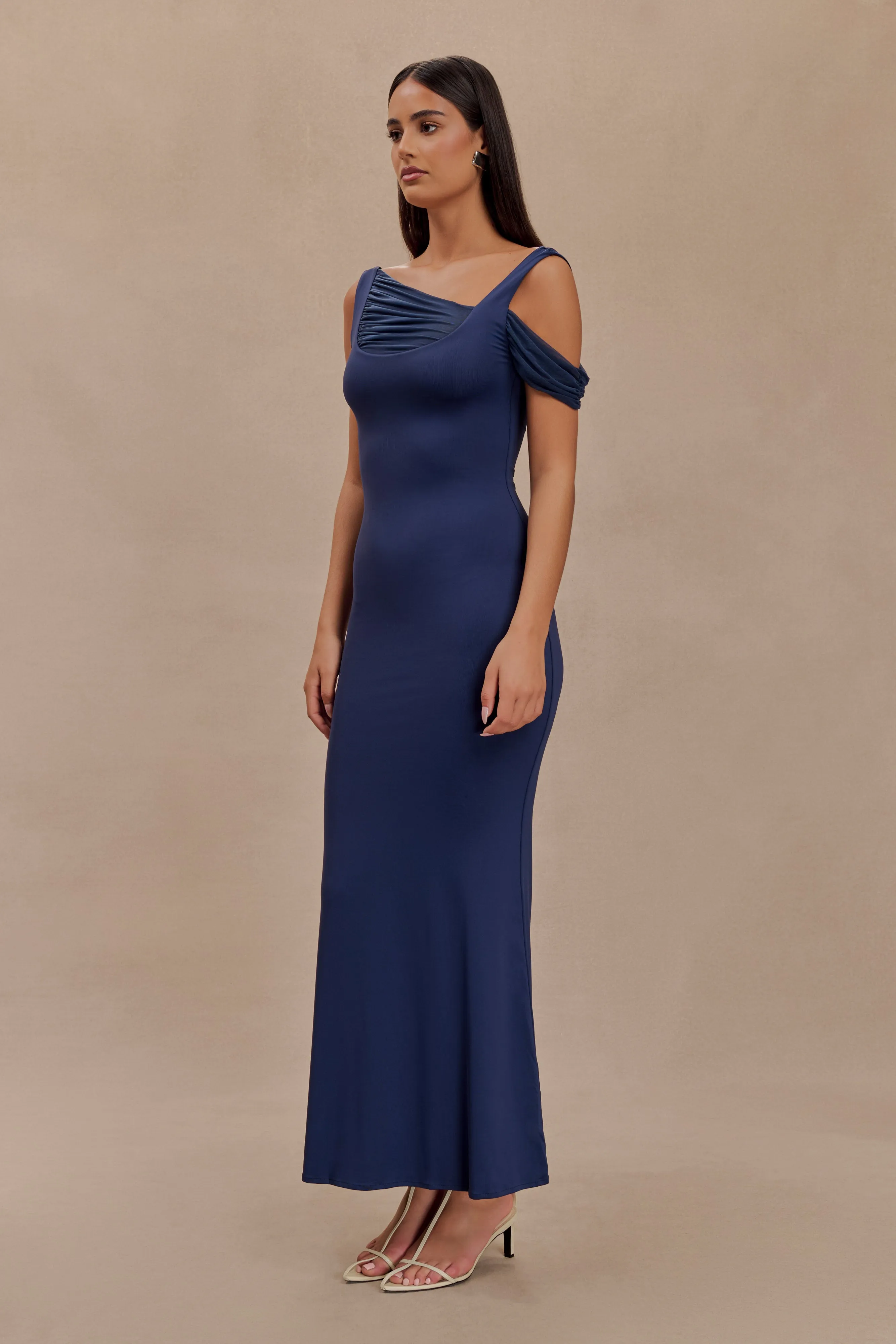 Janette Recycled Nylon And Mesh Sleeveless Maxi Dress - Navy sold by Meshki product image thumbnail 4