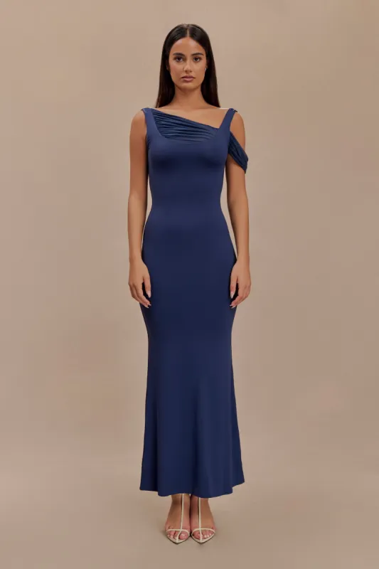 Janette Recycled Nylon And Mesh Sleeveless Maxi Dress - Navy sold by Meshki