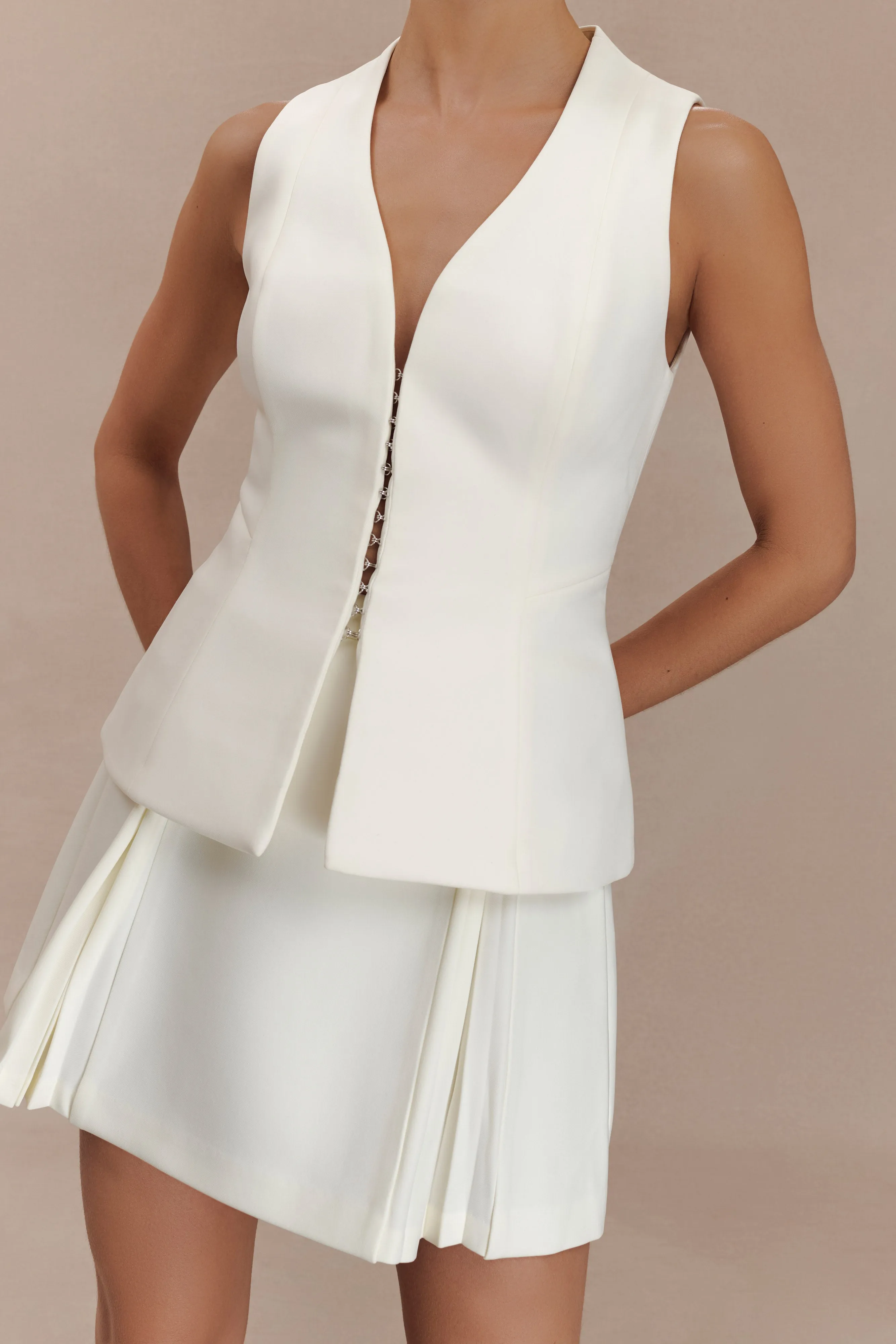 Melinda Structured Vest Top - Ivory sold by Meshki product image thumbnail 3