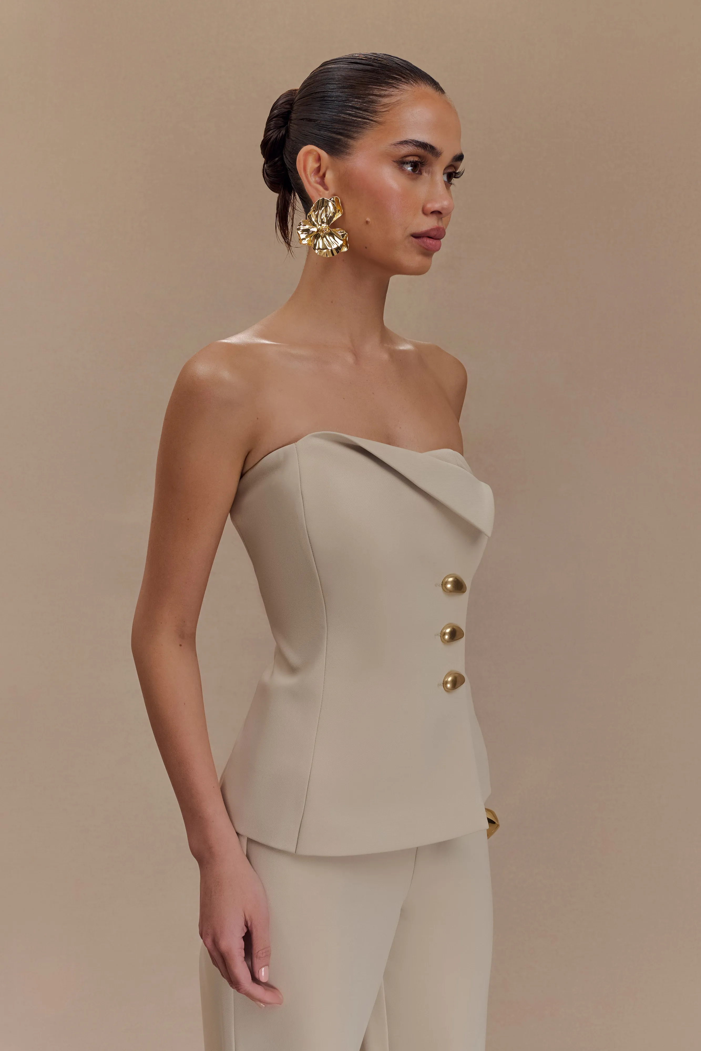 Lindie Strapless Suiting Top - Sand sold by Meshki product image thumbnail 4