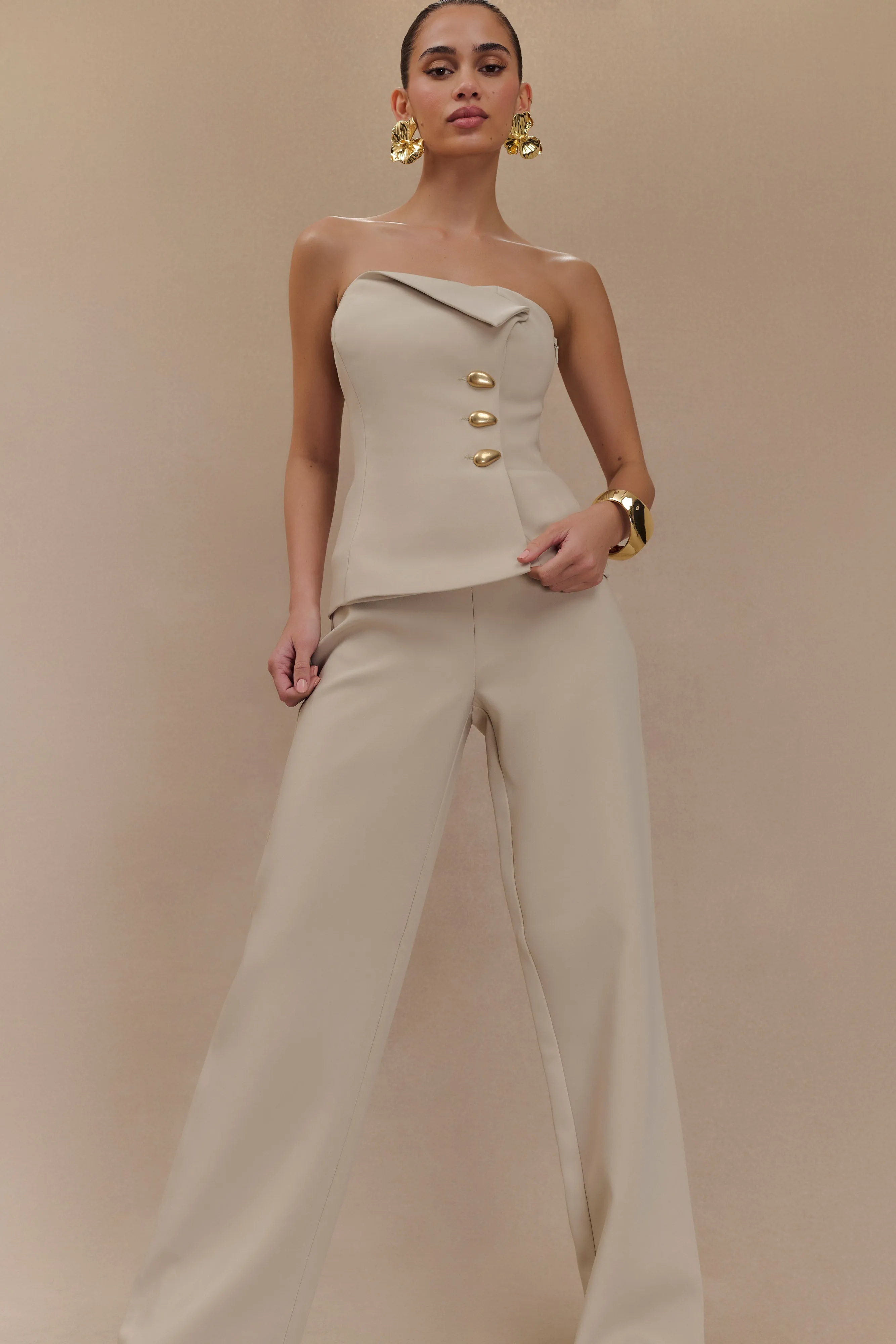 Lindie Strapless Suiting Top - Sand sold by Meshki product image thumbnail 3