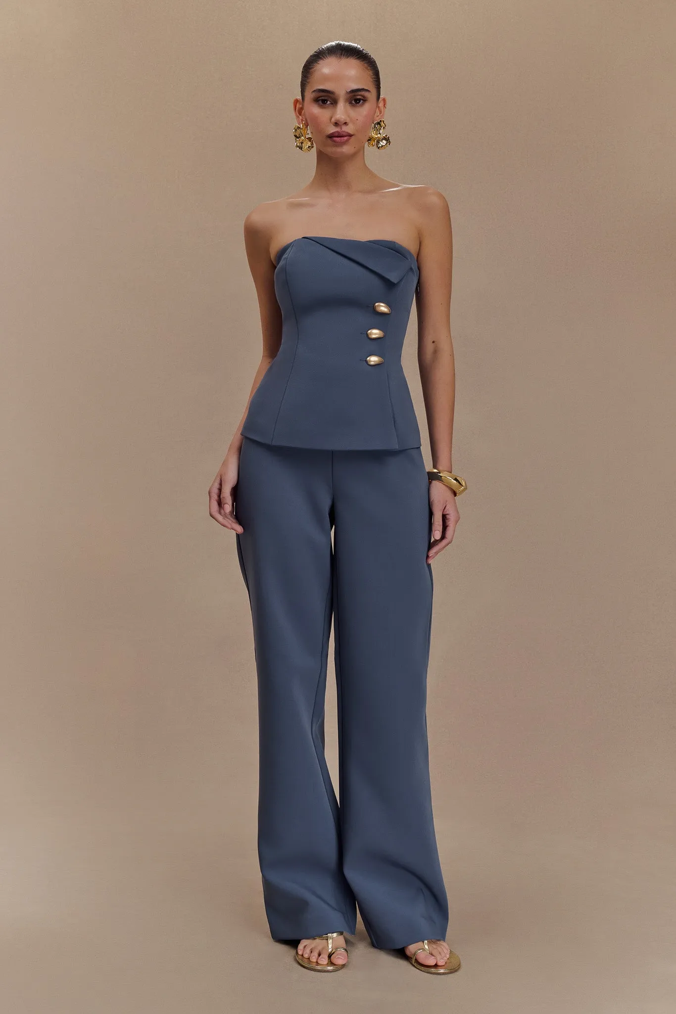 Lindie Strapless Suiting Top - Steel sold by Meshki product image thumbnail 5