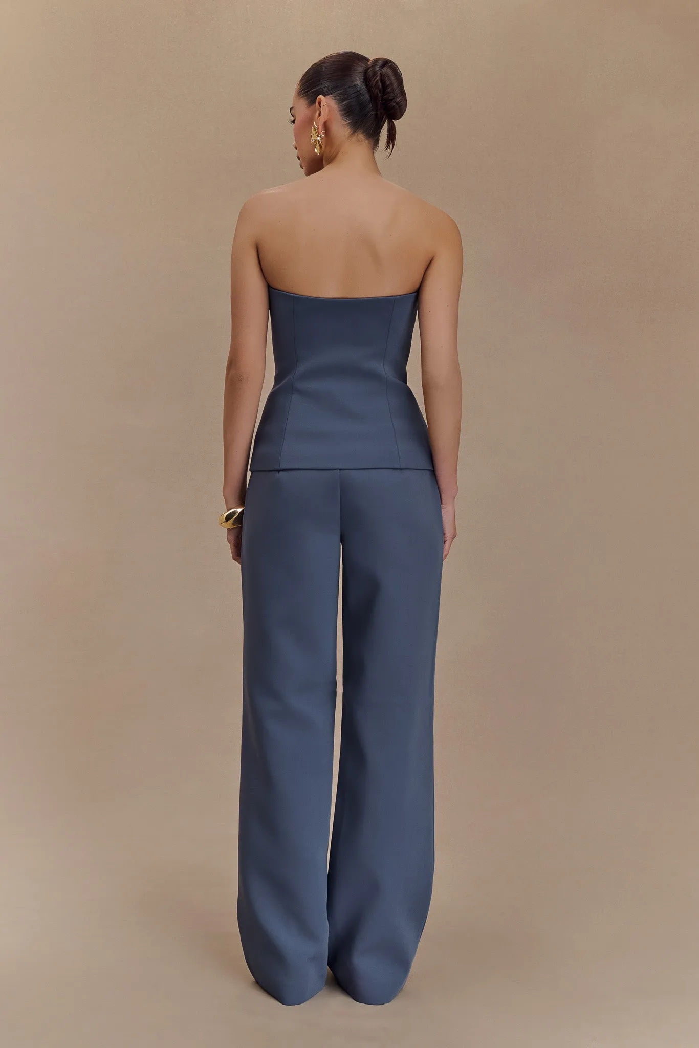 Lindie Straight Leg Suiting Pants - Steel sold by Meshki product image thumbnail 2