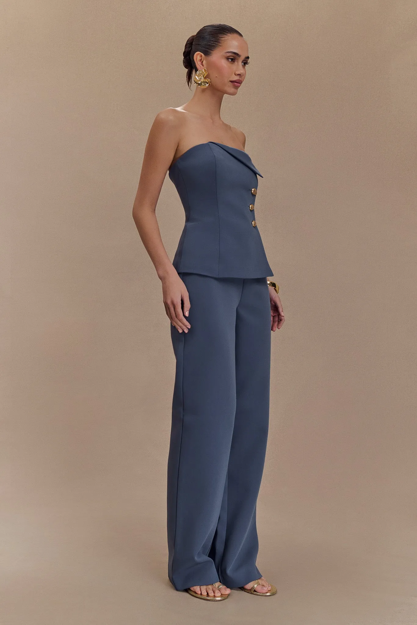 Lindie Straight Leg Suiting Pants - Steel sold by Meshki product image thumbnail 3