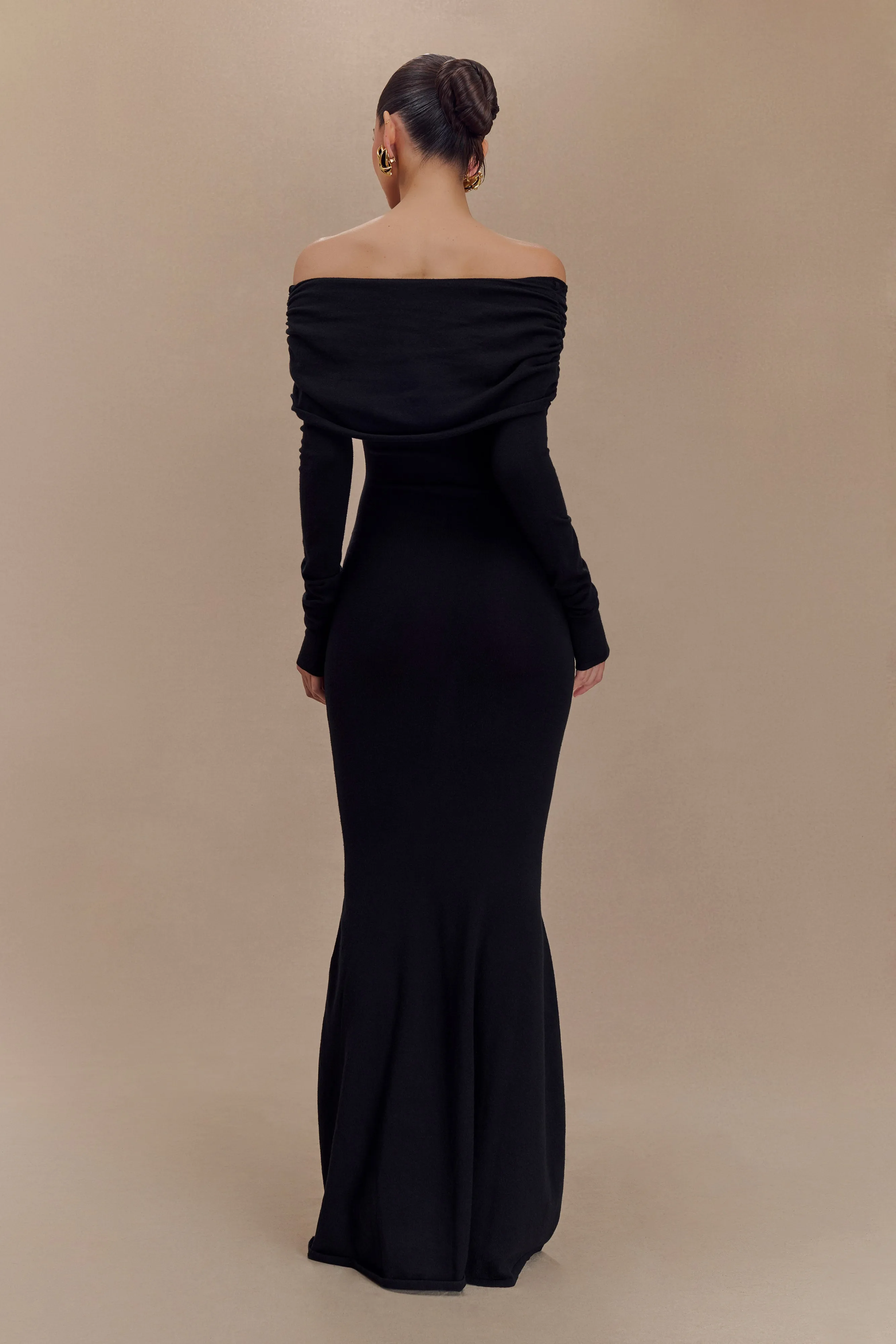 Georgiana Off Shoulder Knit Midi Dress - Black sold by Meshki product image thumbnail 2