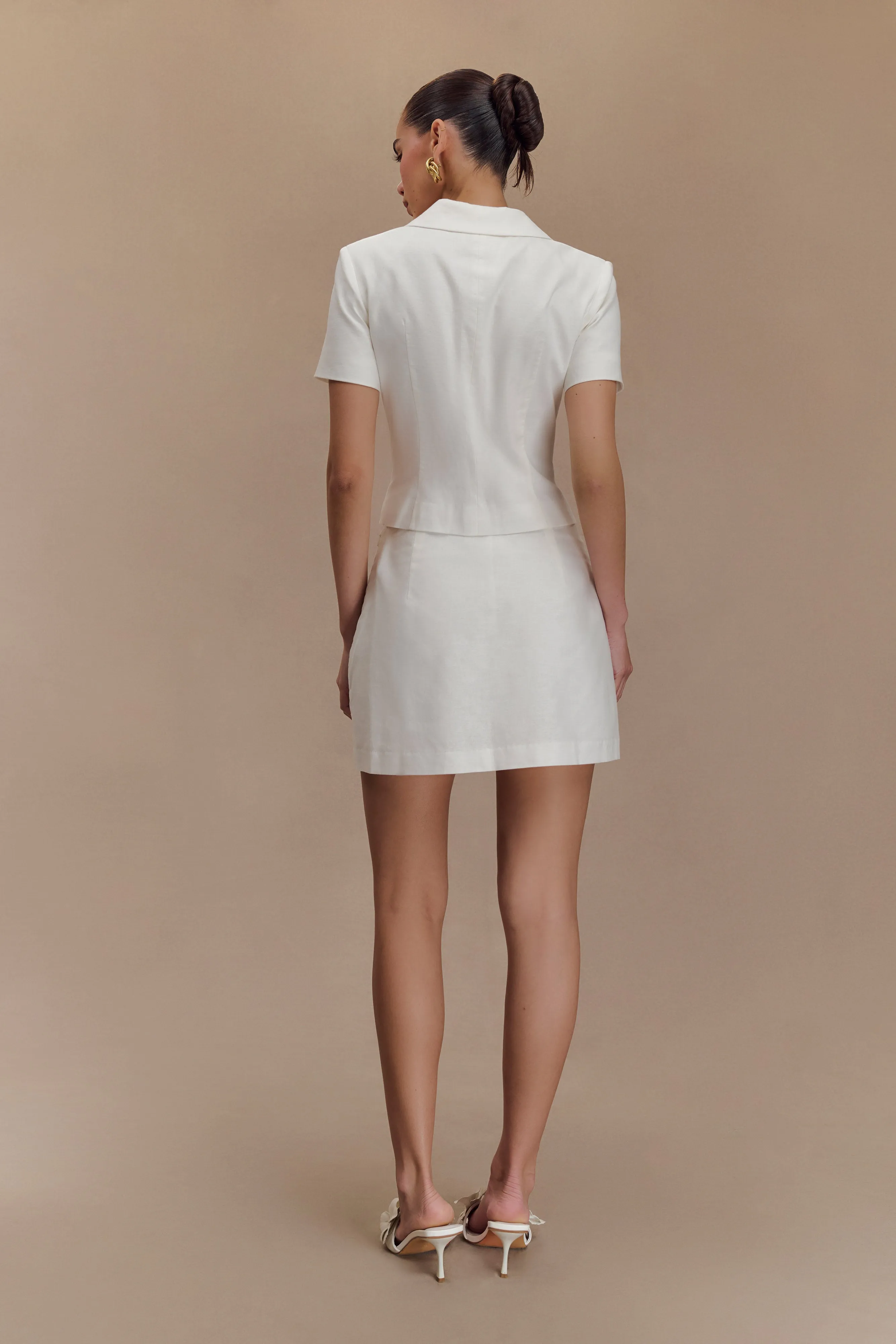 Ciara Linen Mini Skort - White sold by Meshki product image thumbnail 2