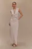 Lorelei Crepe Twist Midi Dress - Taupe sold by Meshki