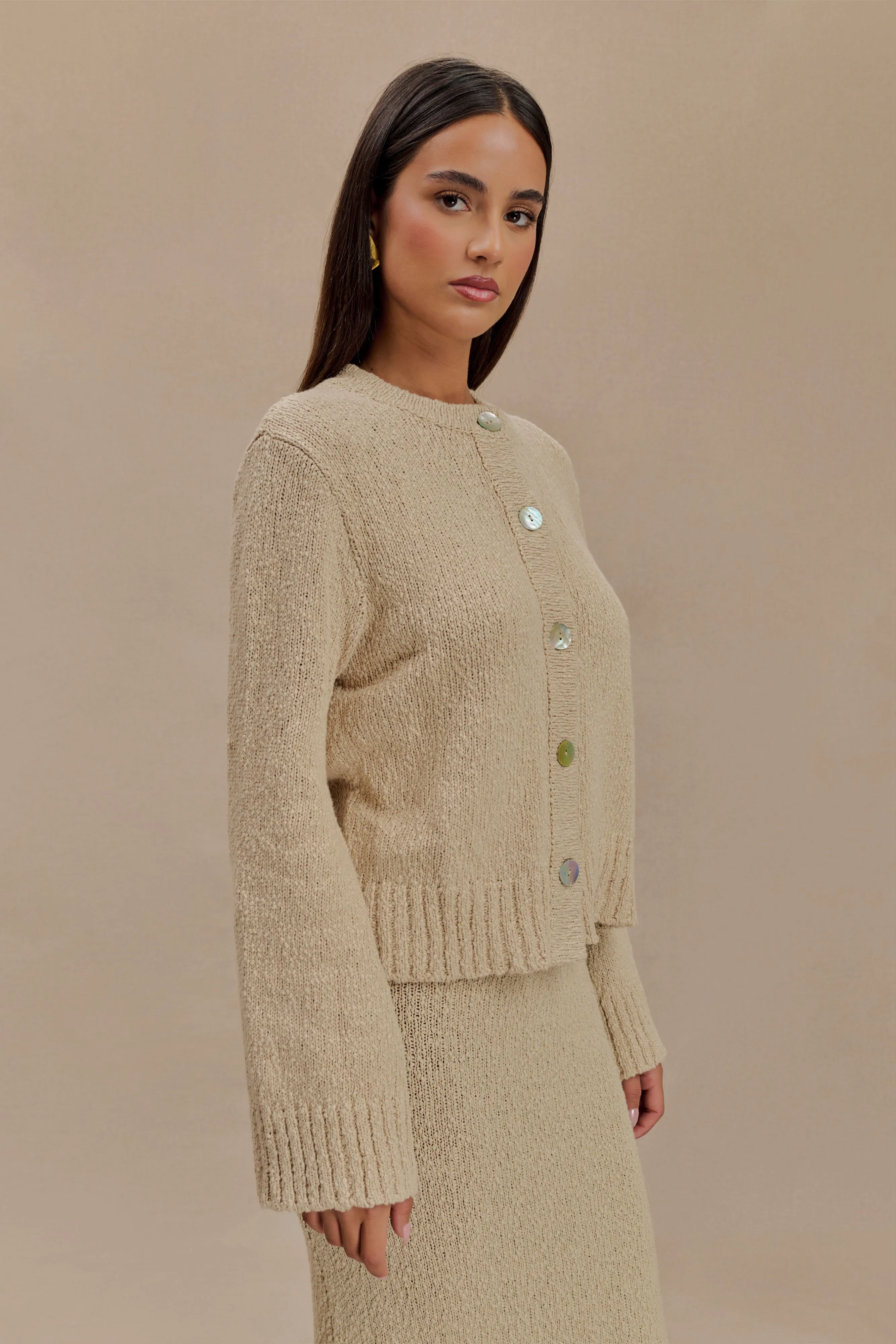 Moira Oversized Boucle Cardigan - Wheat sold by Meshki product image thumbnail 4
