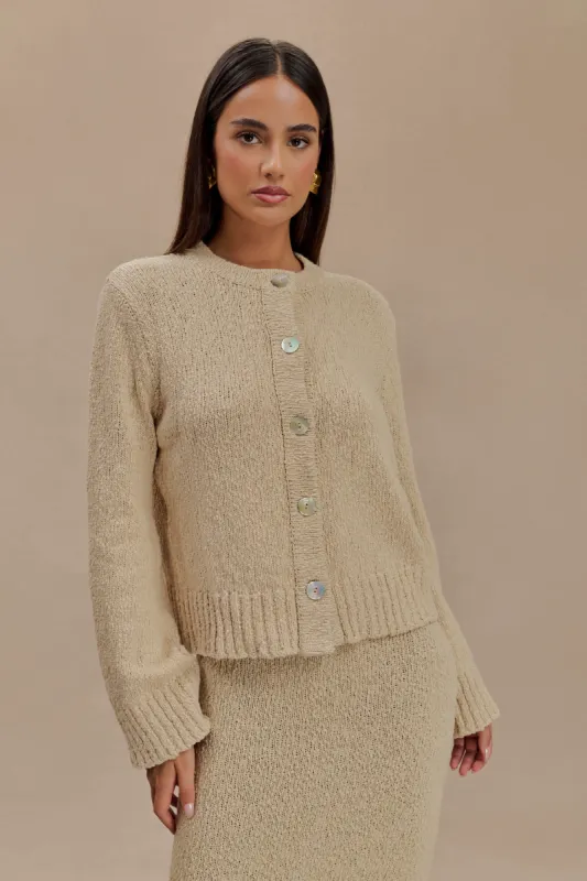 Moira Oversized Boucle Cardigan - Wheat sold by Meshki