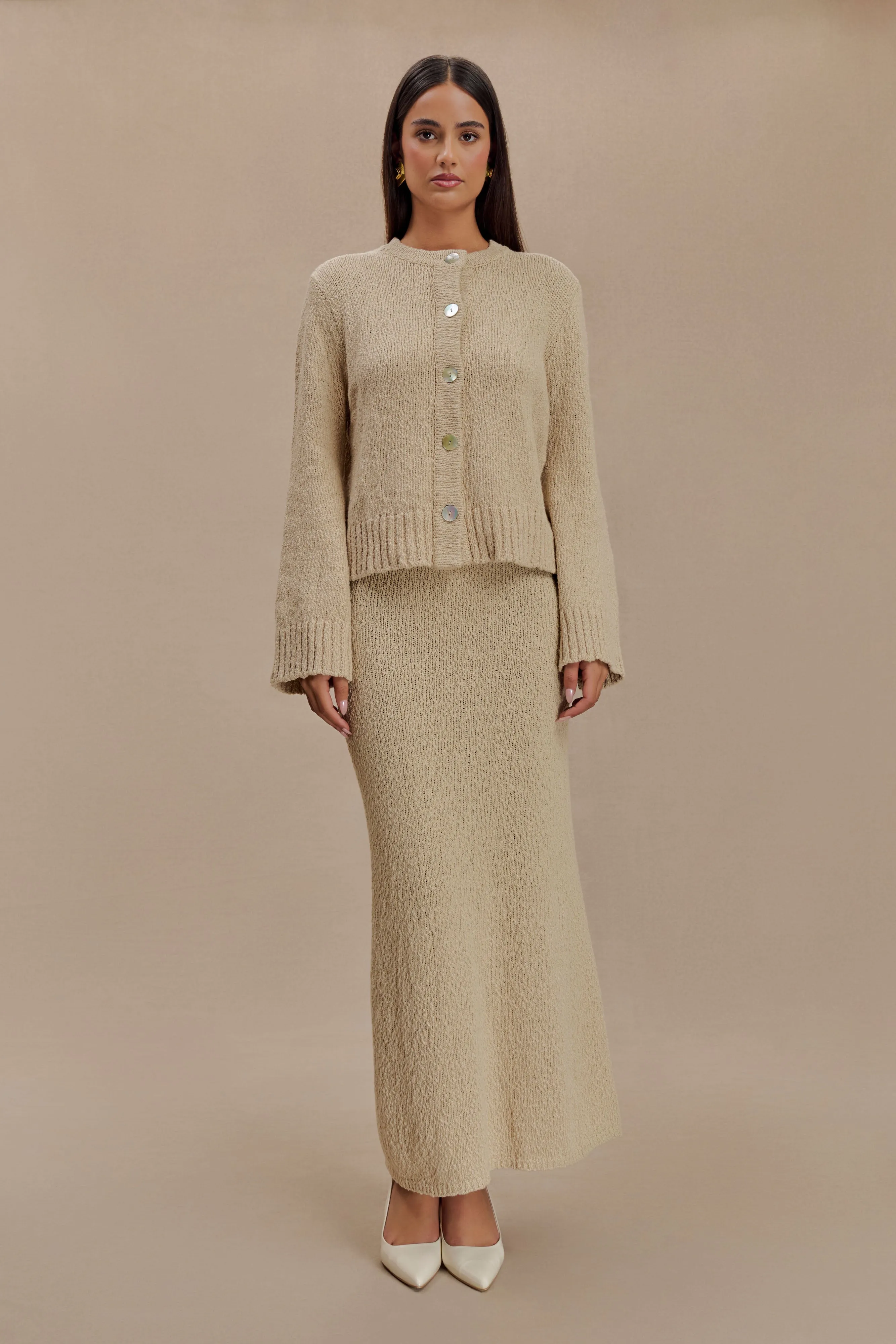 Moira Oversized Boucle Cardigan - Wheat sold by Meshki product image thumbnail 5