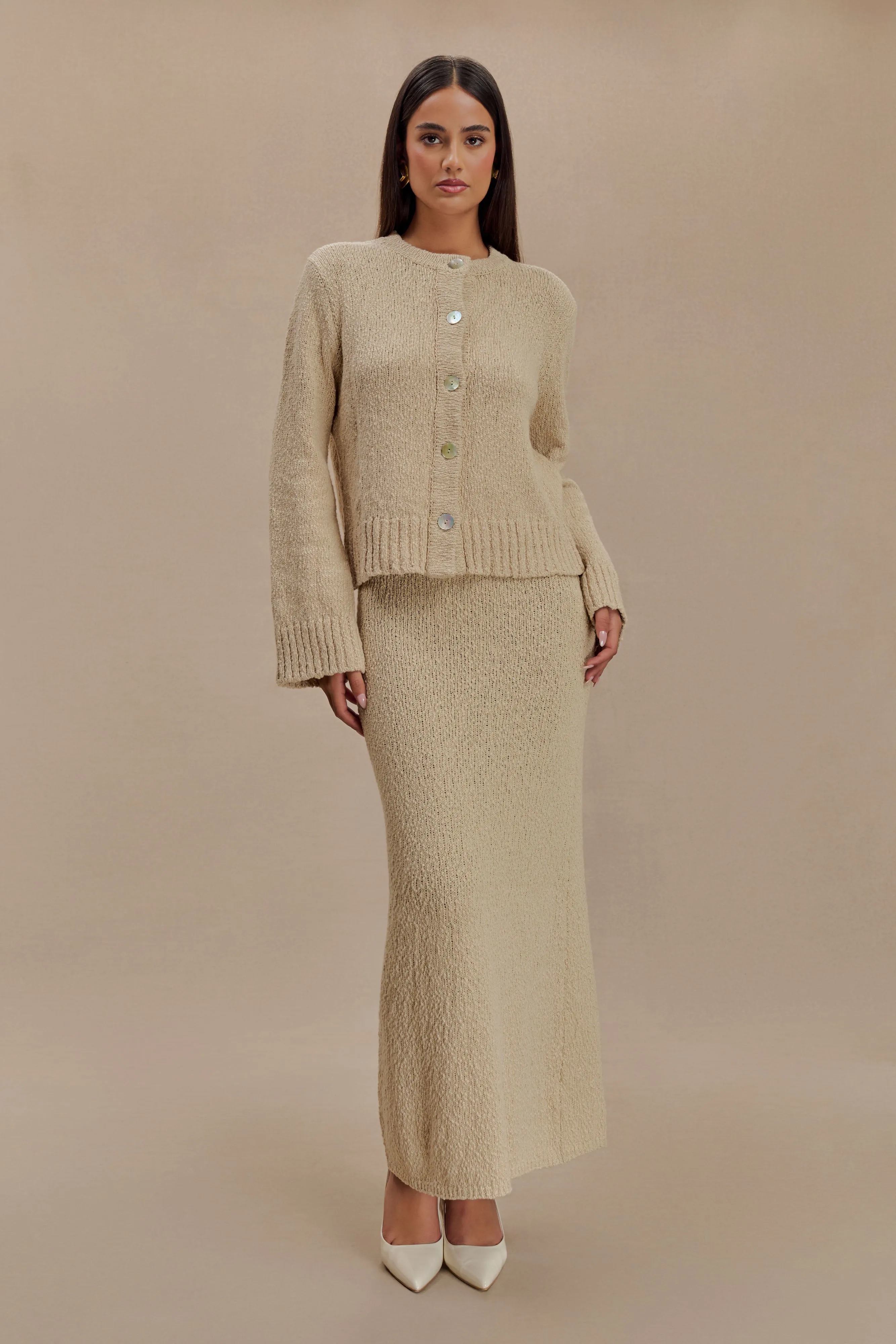 Moira Oversized Boucle Cardigan - Wheat sold by Meshki product image thumbnail 3