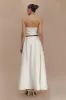 Penny Strapless Contrast Midi Dress - Ivory & Burgundy sold by Meshki