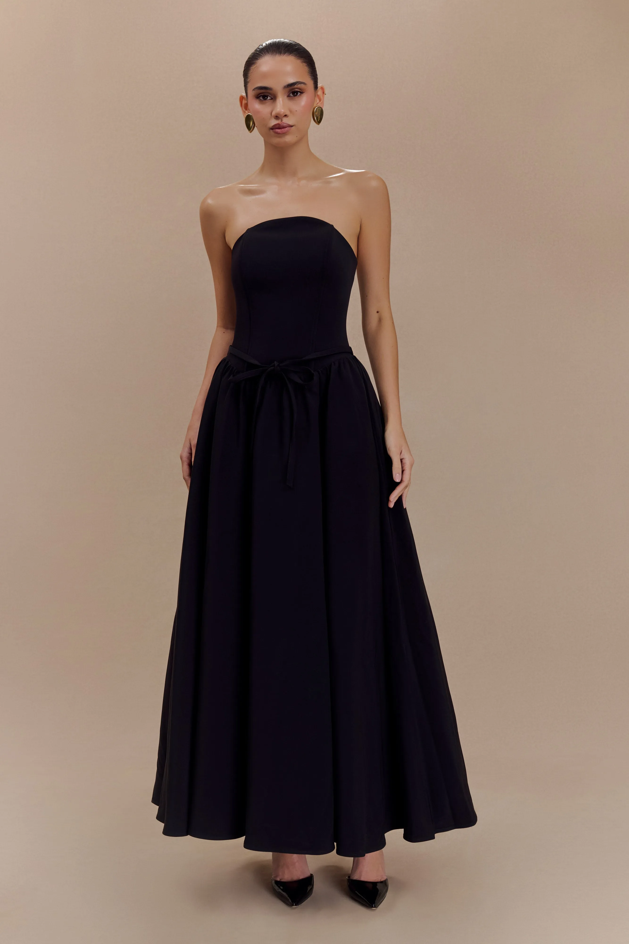 Penny Strapless Contrast Midi Dress - Black & White sold by Meshki product image thumbnail 4