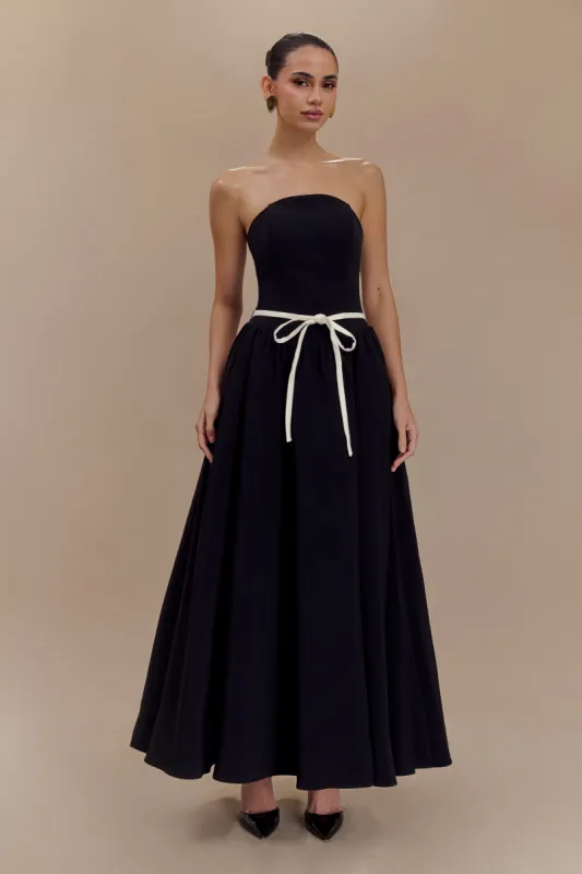 Penny Strapless Contrast Midi Dress - Black & White sold by Meshki