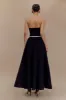 Penny Strapless Contrast Midi Dress - Black & White sold by Meshki