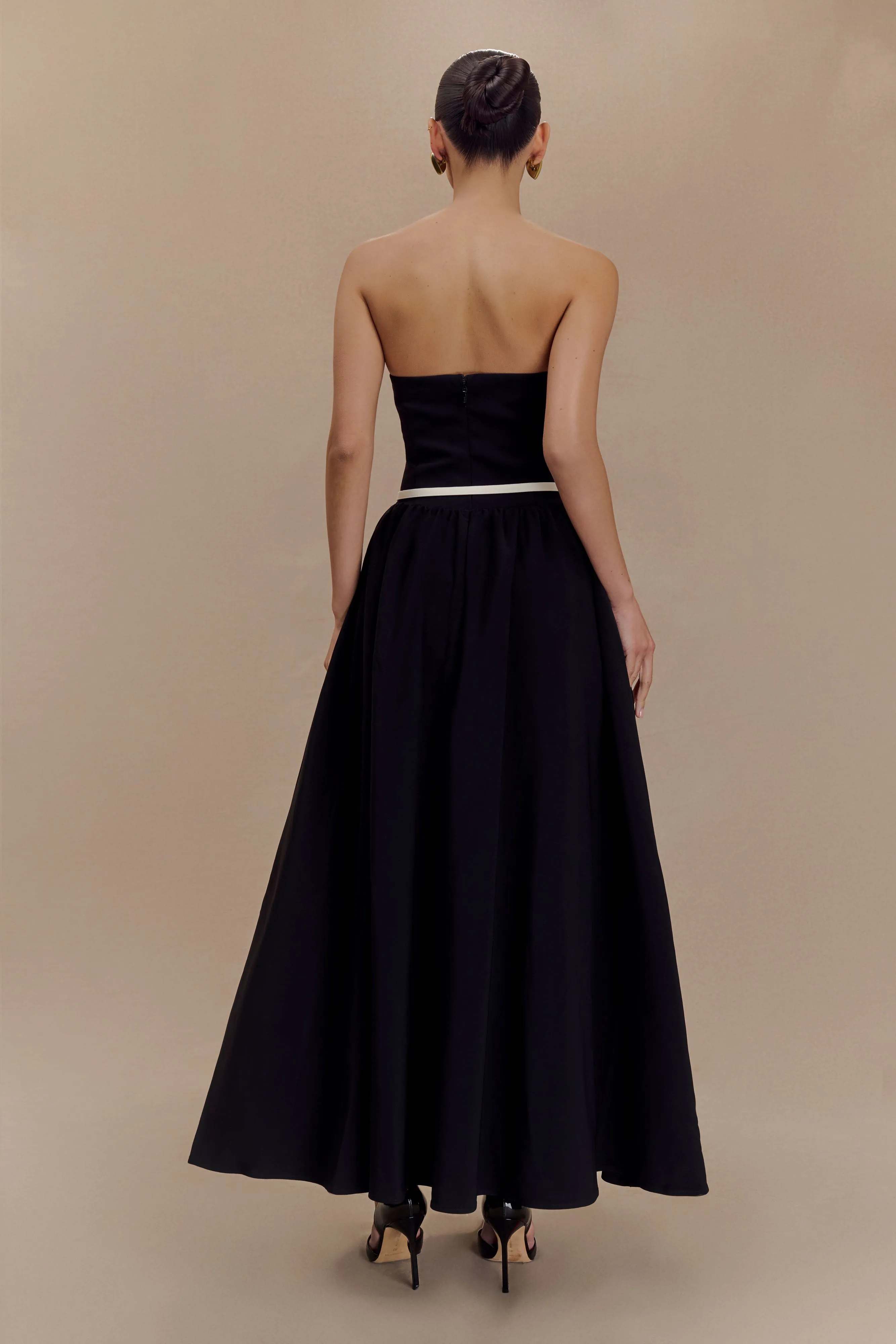 Penny Strapless Contrast Midi Dress - Black & White sold by Meshki product image thumbnail 2