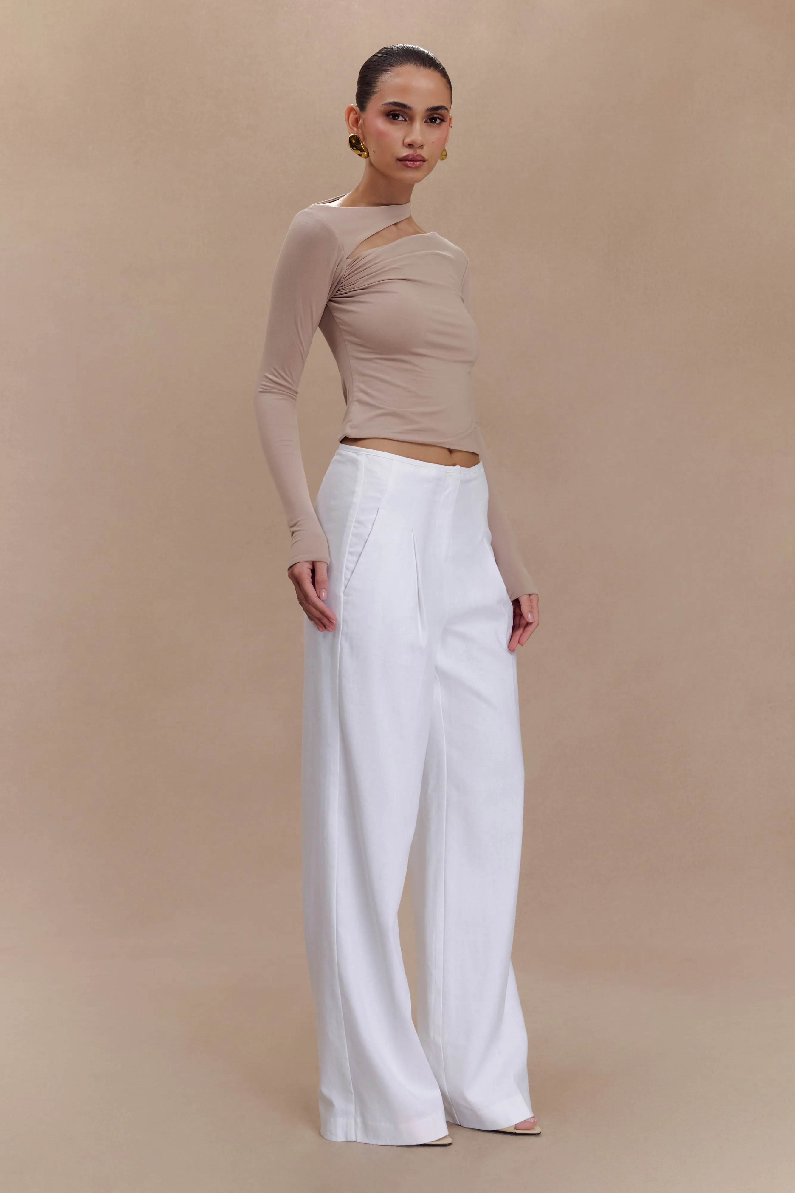 Sasha Modal Long Sleeve Top With Cut Out - Mushroom sold by Meshki product image thumbnail 5