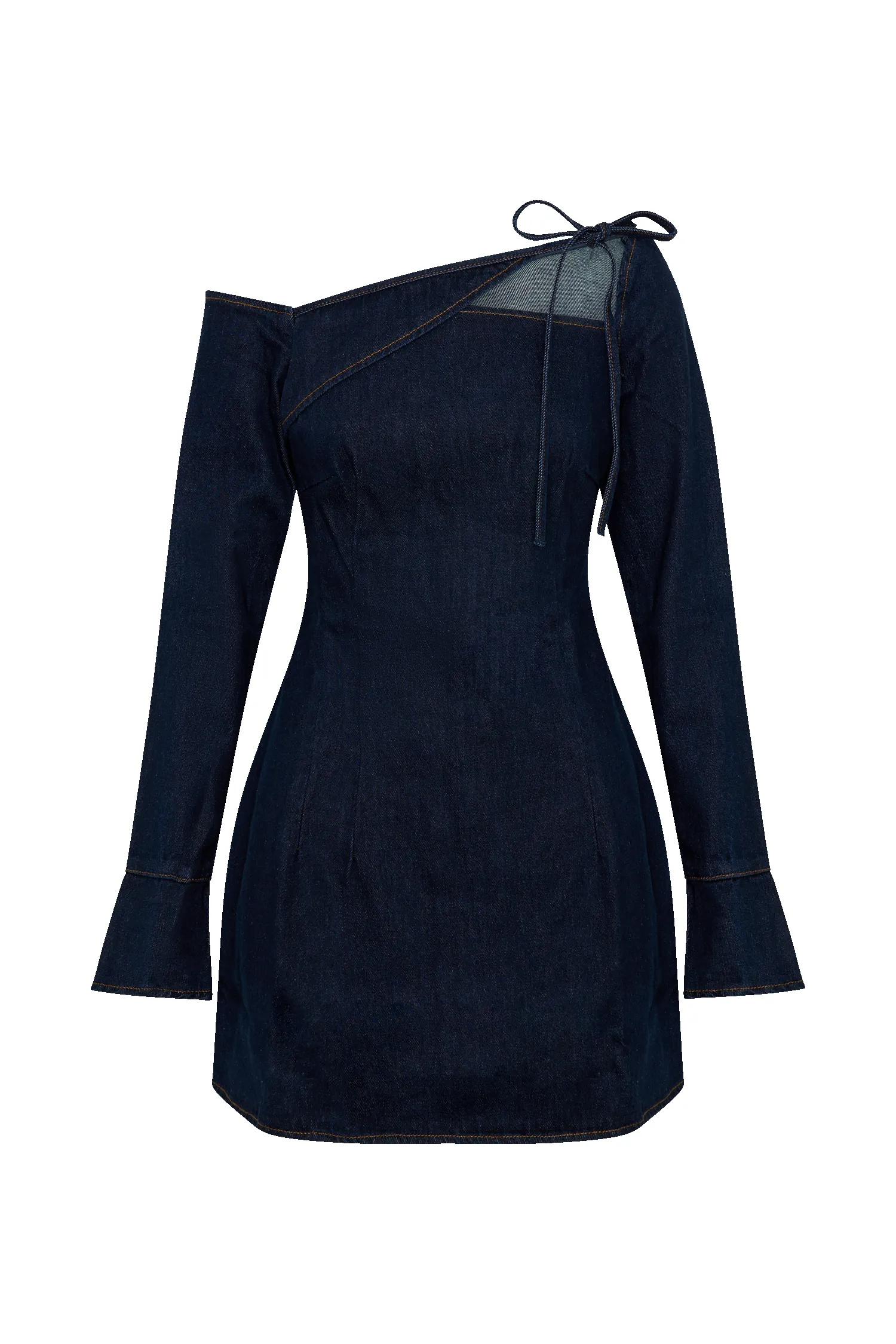Cece Denim Mini Dress With Ties - Indigo Blue sold by Meshki product image thumbnail 4