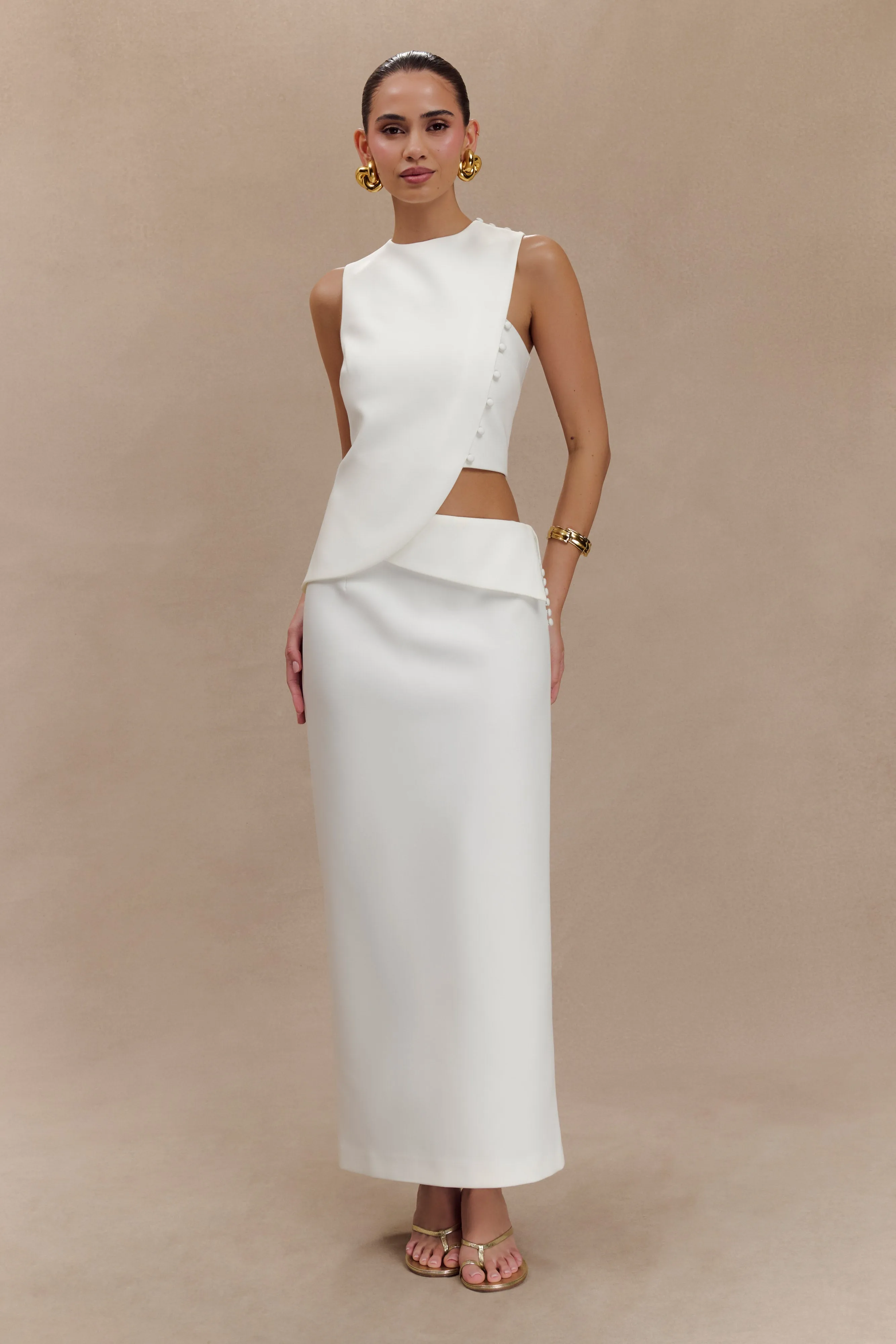 Astrid Suiting Midi Skirt - White sold by Meshki