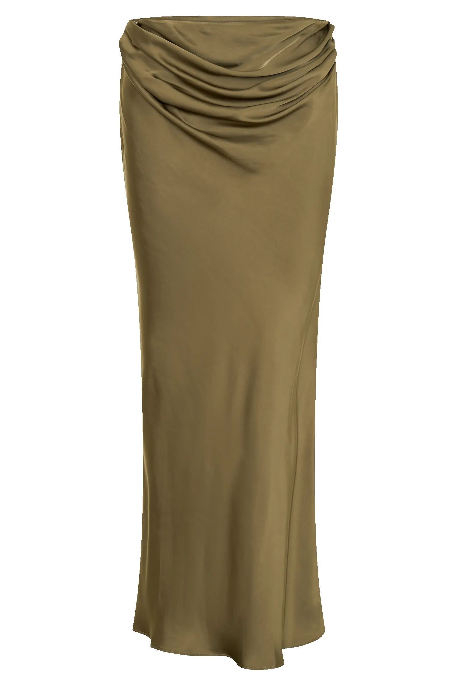 Nicola Satin Asymmetric Maxi Skirt - Basil sold by Meshki product image thumbnail 5