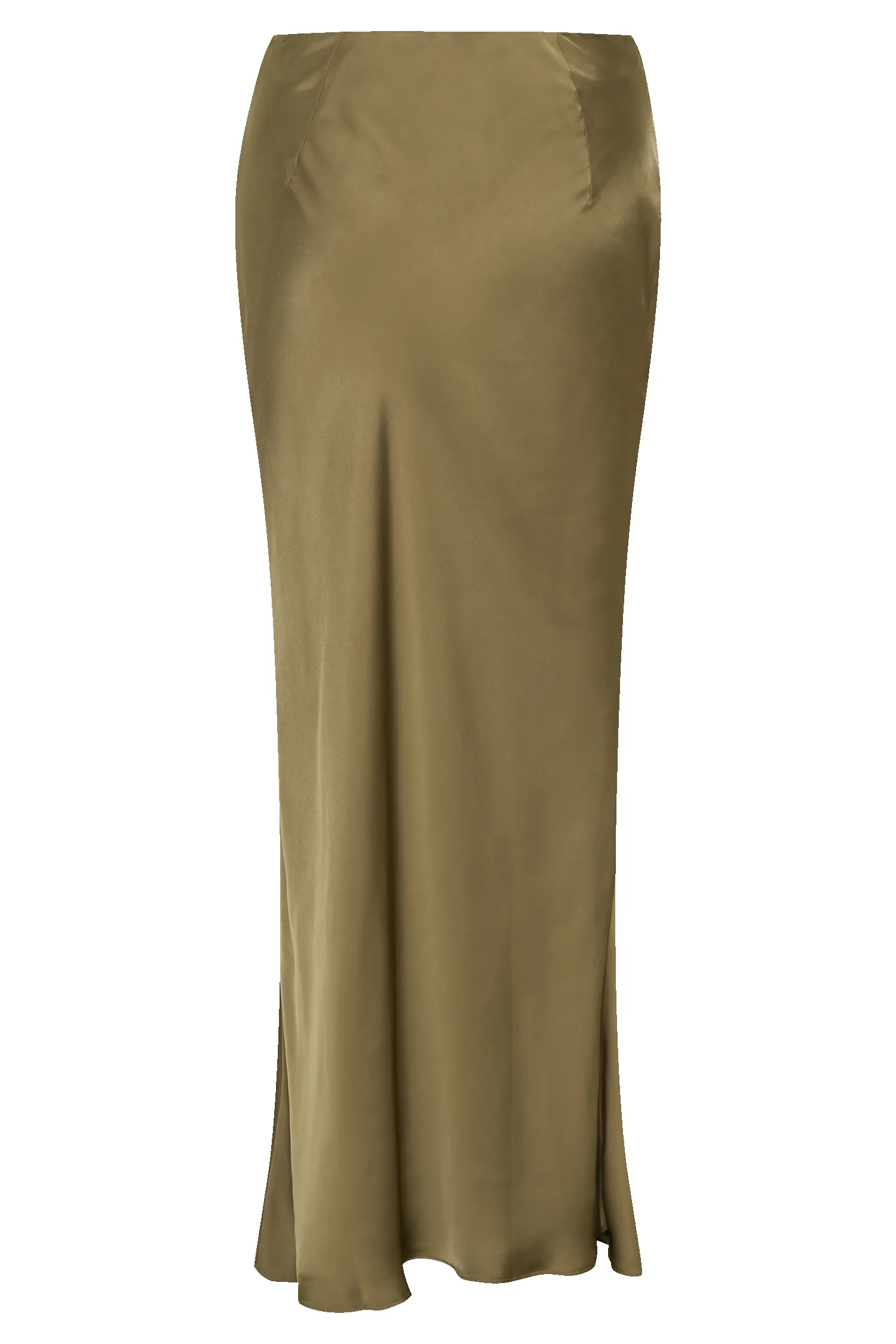 Nicola Satin Asymmetric Maxi Skirt - Basil sold by Meshki product image thumbnail 4