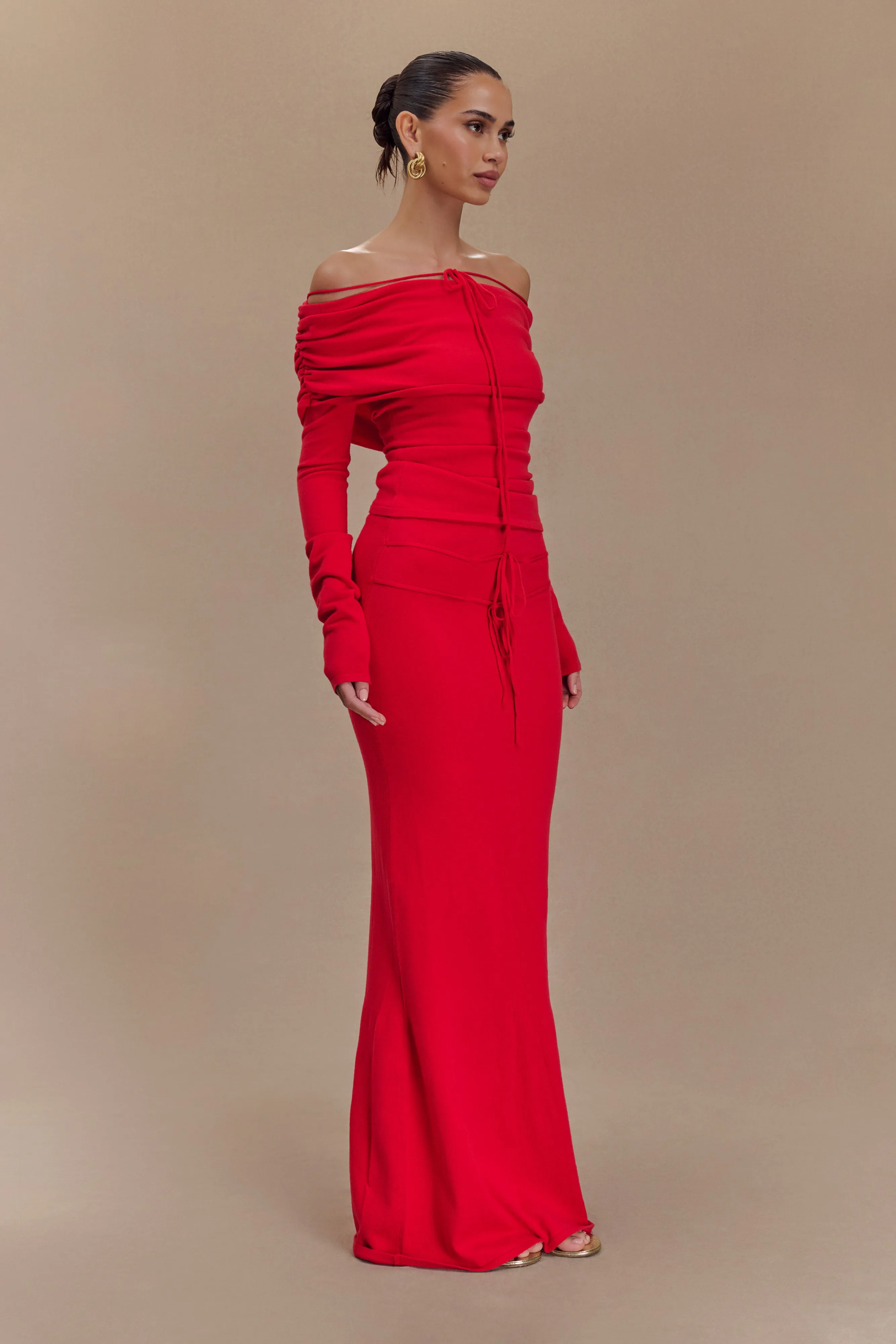 Polly Knit Maxi Skirt - Red sold by Meshki product image thumbnail 2