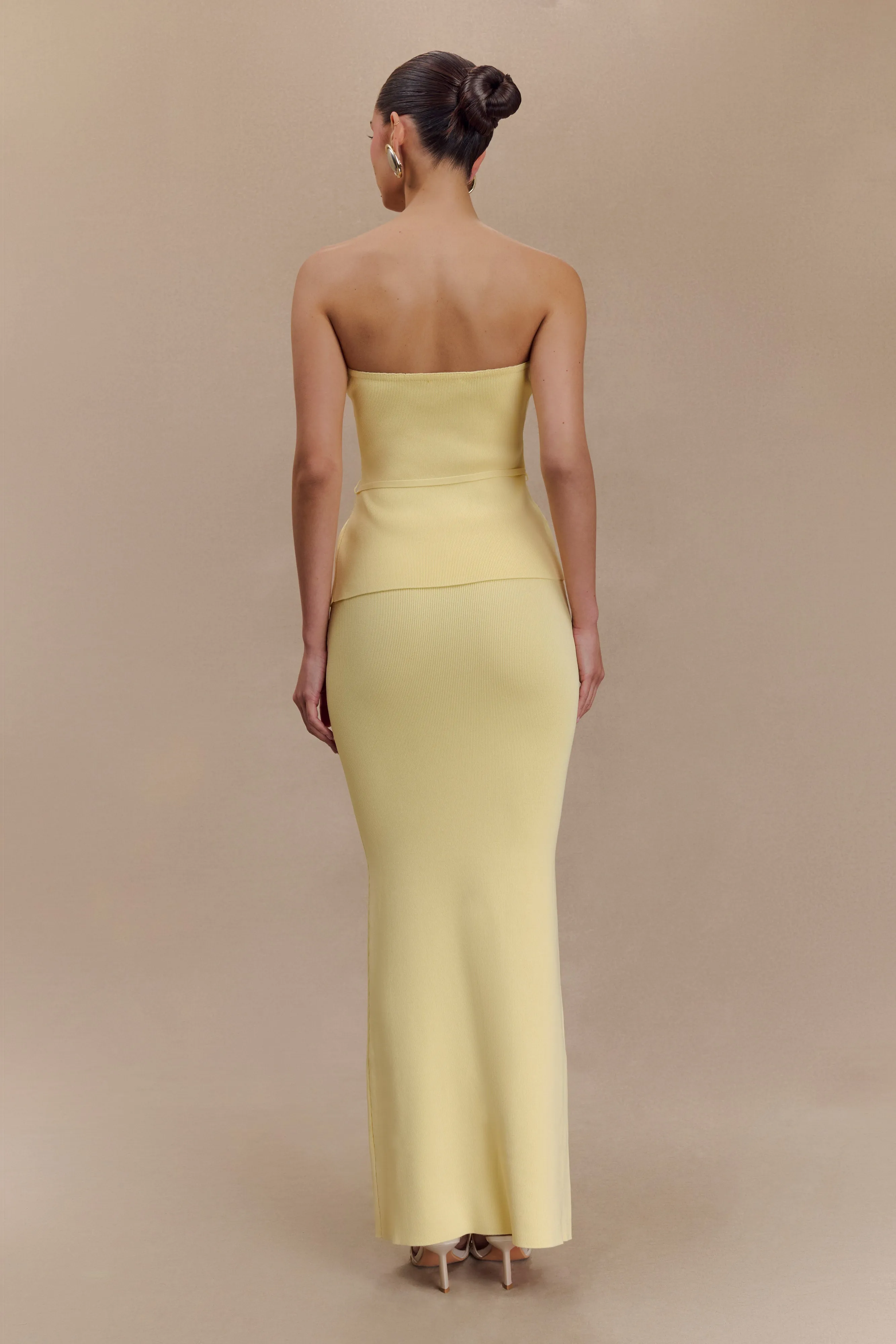 Keaton Fishtail Knit Maxi Skirt - Lemon sold by Meshki product image thumbnail 4