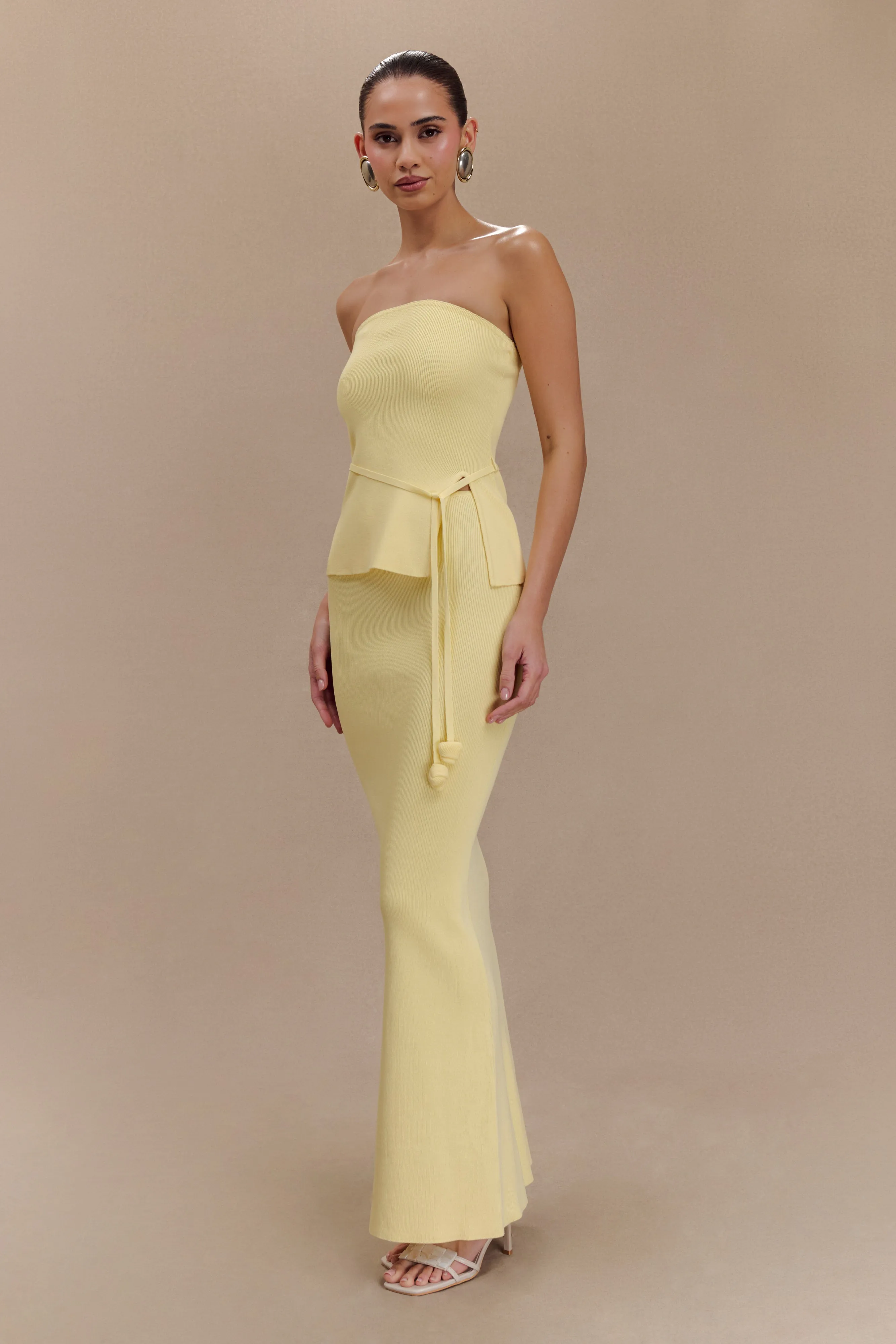 Keaton Fishtail Knit Maxi Skirt - Lemon sold by Meshki product image thumbnail 5