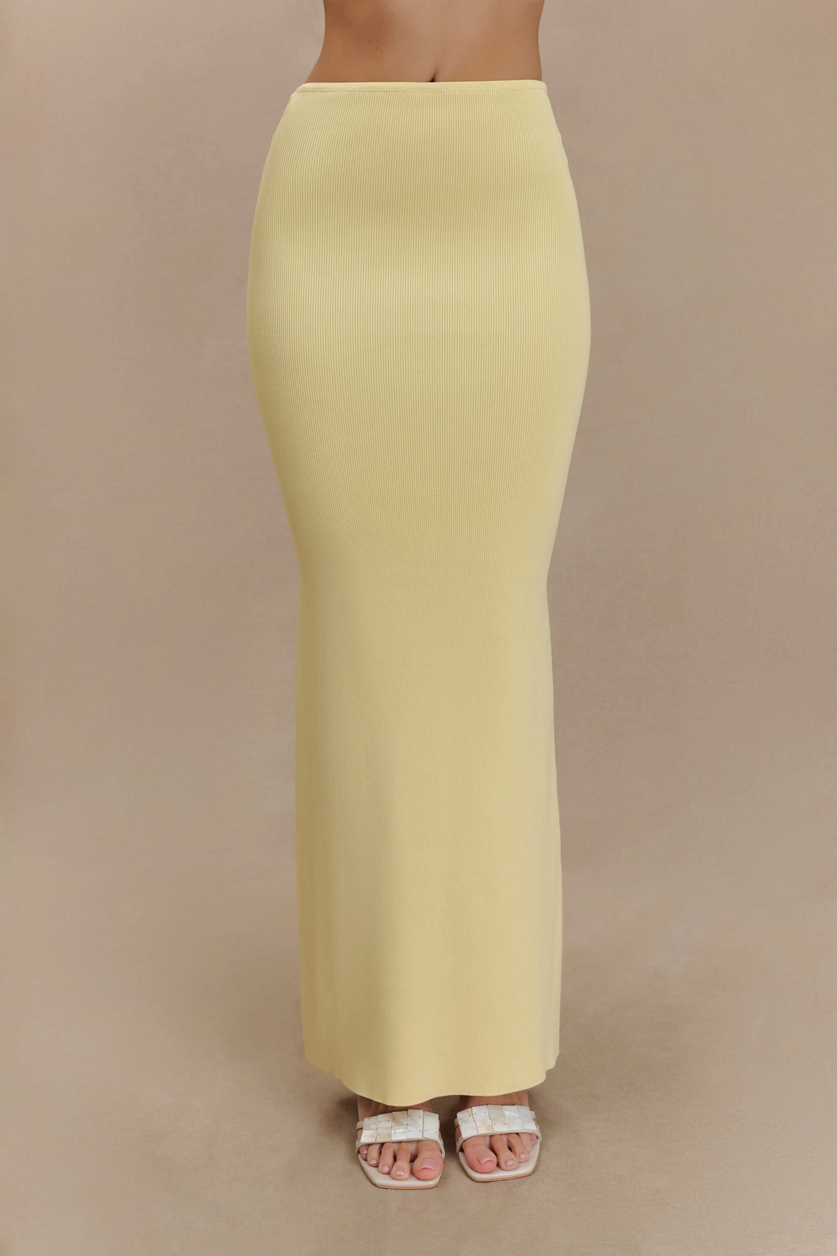 Keaton Fishtail Knit Maxi Skirt - Lemon sold by Meshki product image thumbnail 2