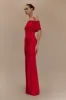 Caspian Slinky And Mesh Off Shoulder Maxi Dress - Ruby Red sold by Meshki