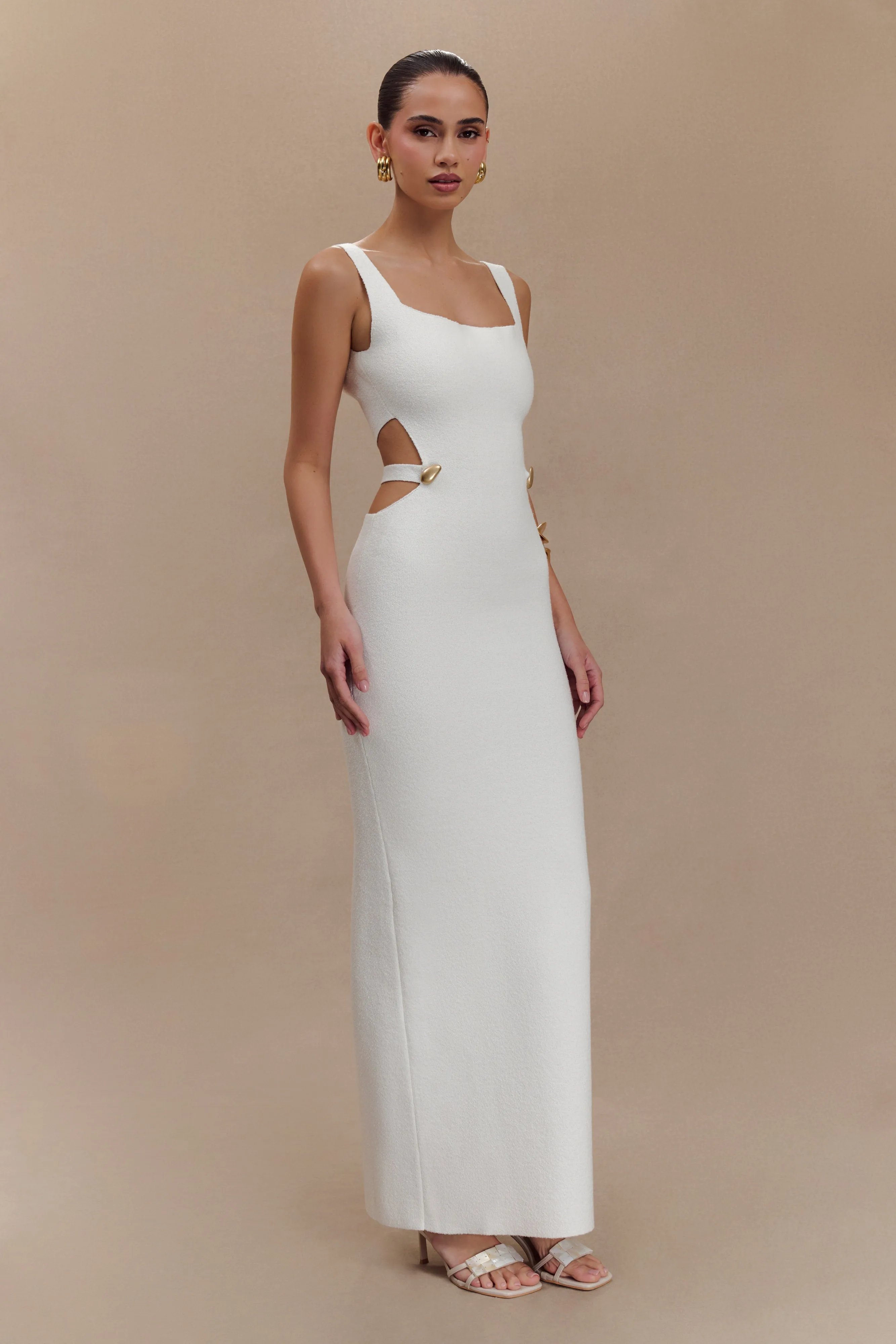 Alysanne Cut Out Knit Maxi Dress - White sold by Meshki product image thumbnail 3
